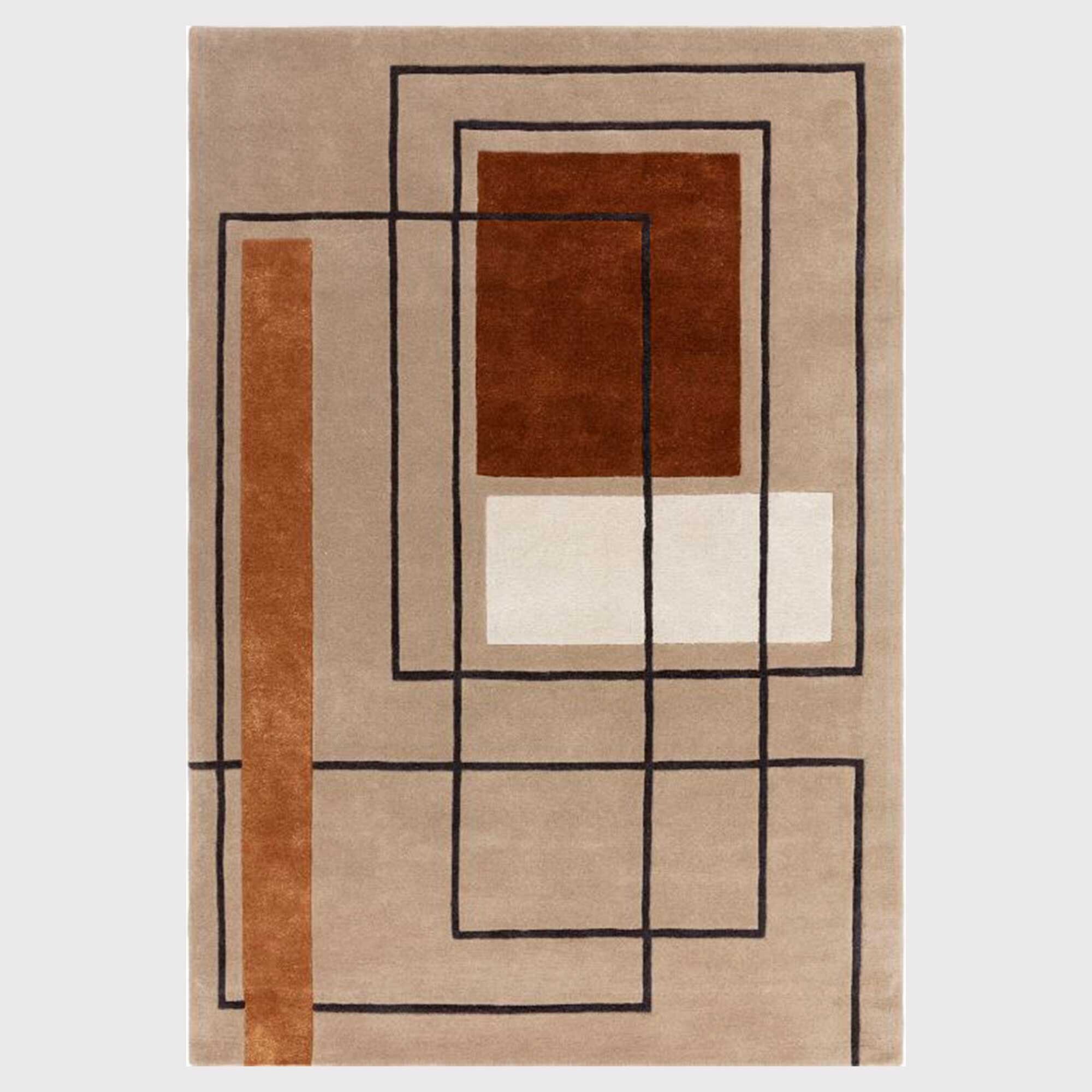 Knox Terracotta 160 x 230cm Rug, Square, Orange 100% Wool | Barker & Stonehouse