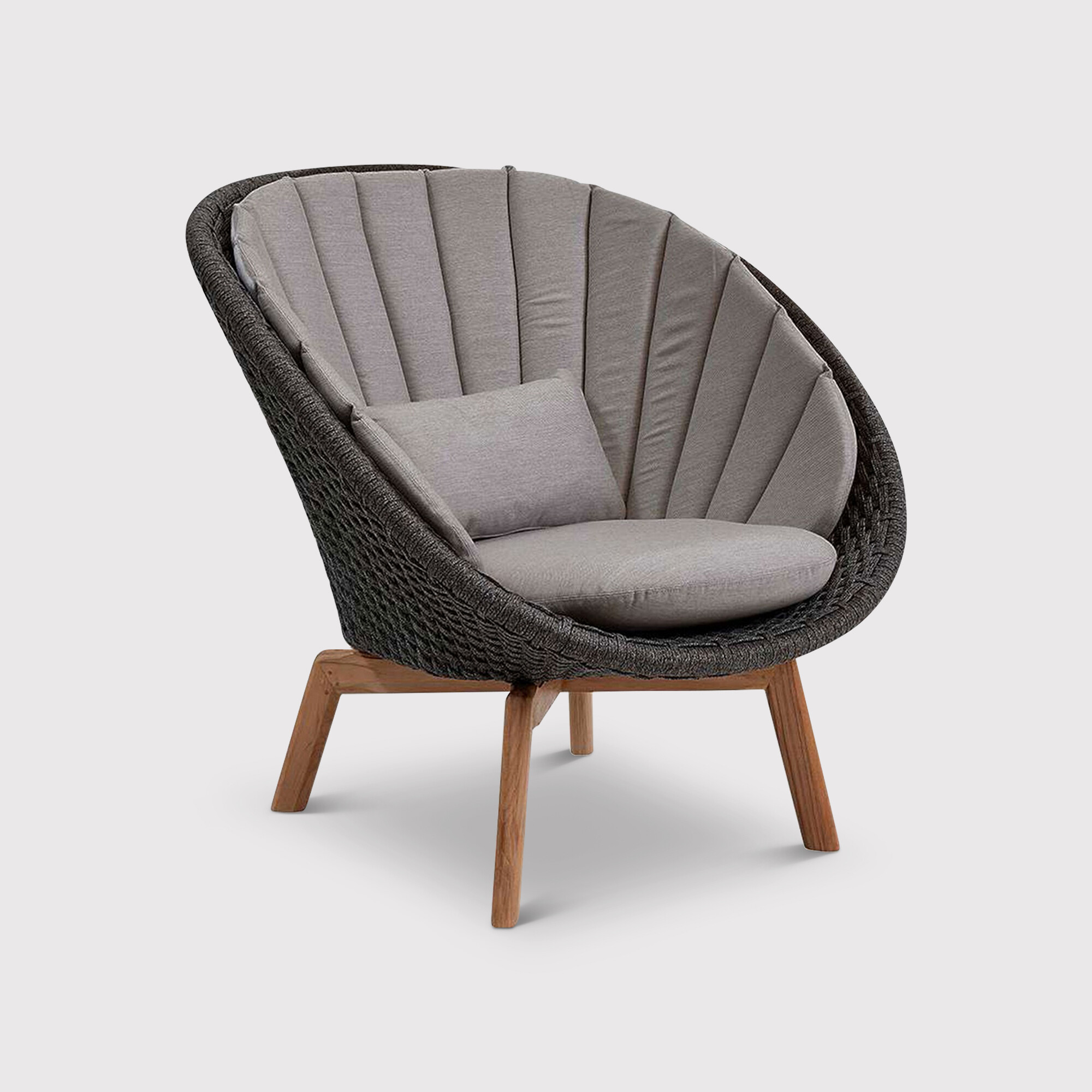 Cane Line Peacock Lounge Chair With Cushion Set, Grey Wood | Barker & Stonehouse