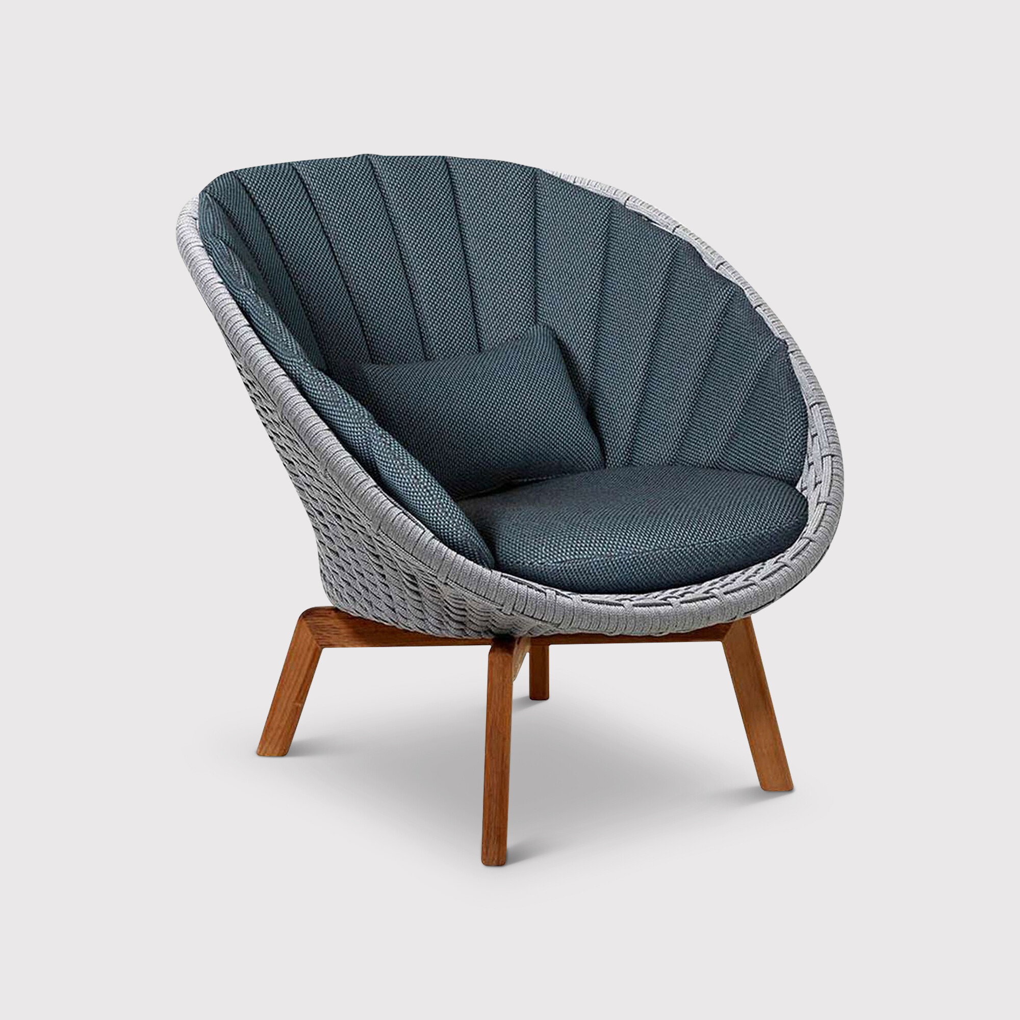 Cane Line Peacock Lounge Chair With Cushion Set, Grey Wood | Barker & Stonehouse
