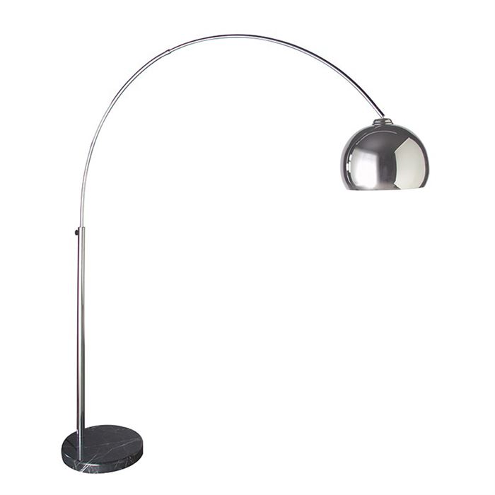 Large Extending Chrome Arc Floor Lamp, Silver | Barker & Stonehouse