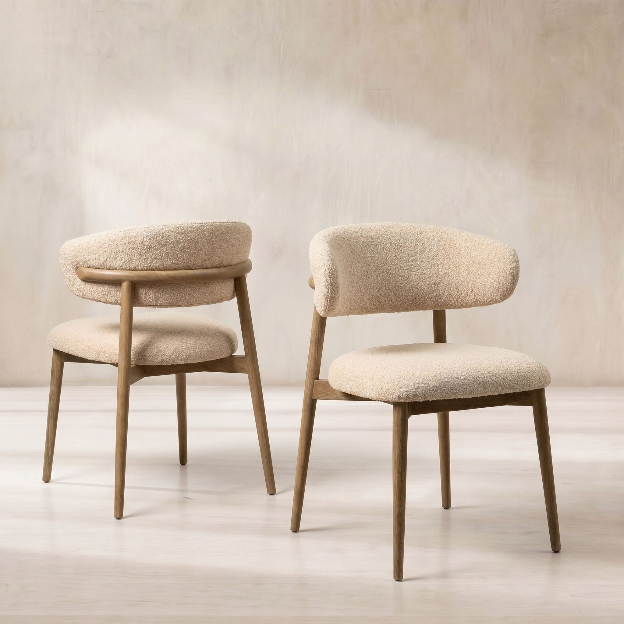 Lexa dining chair in neutral boucle