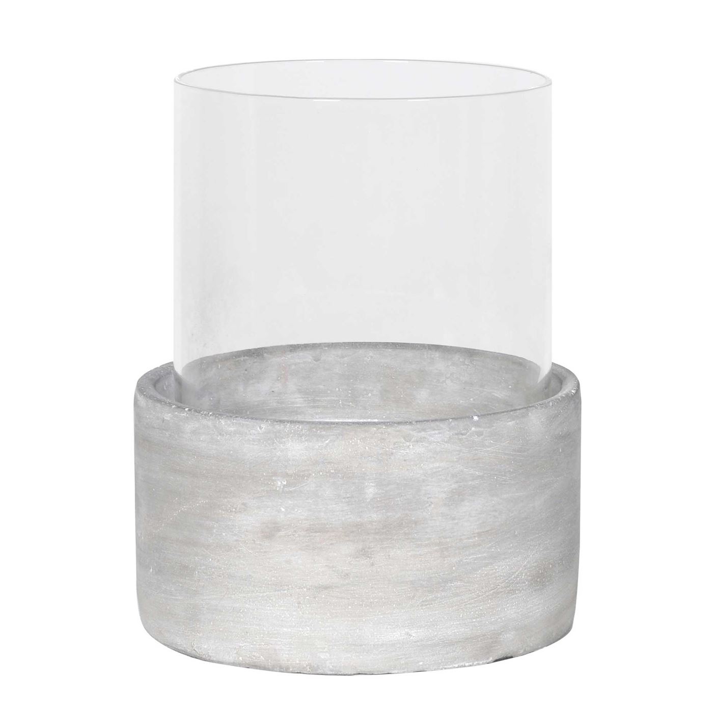 Large Glass Cement Hurricane, Grey | Barker & Stonehouse