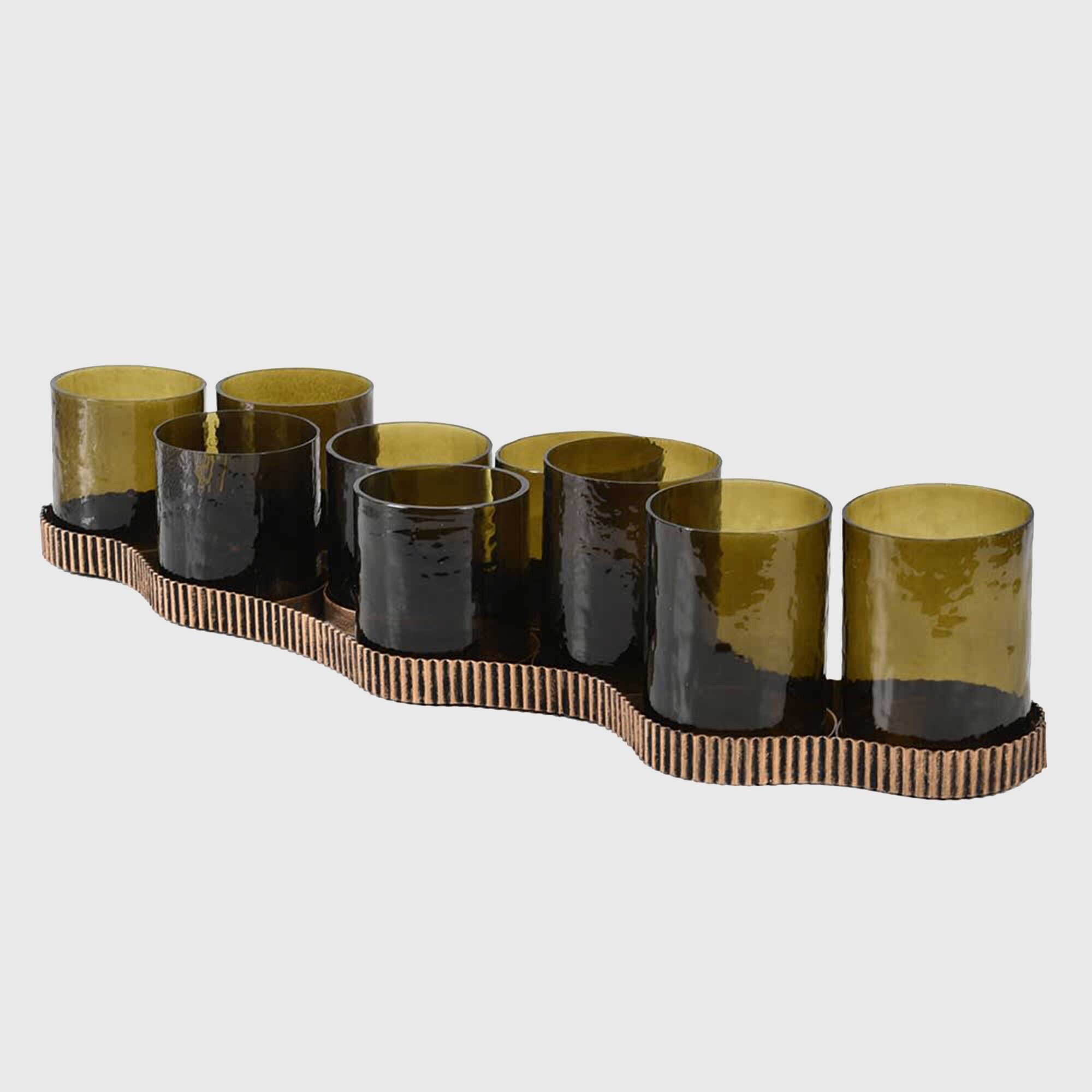 Long Glass Multi Candleholder, Green | Barker & Stonehouse thumbnail