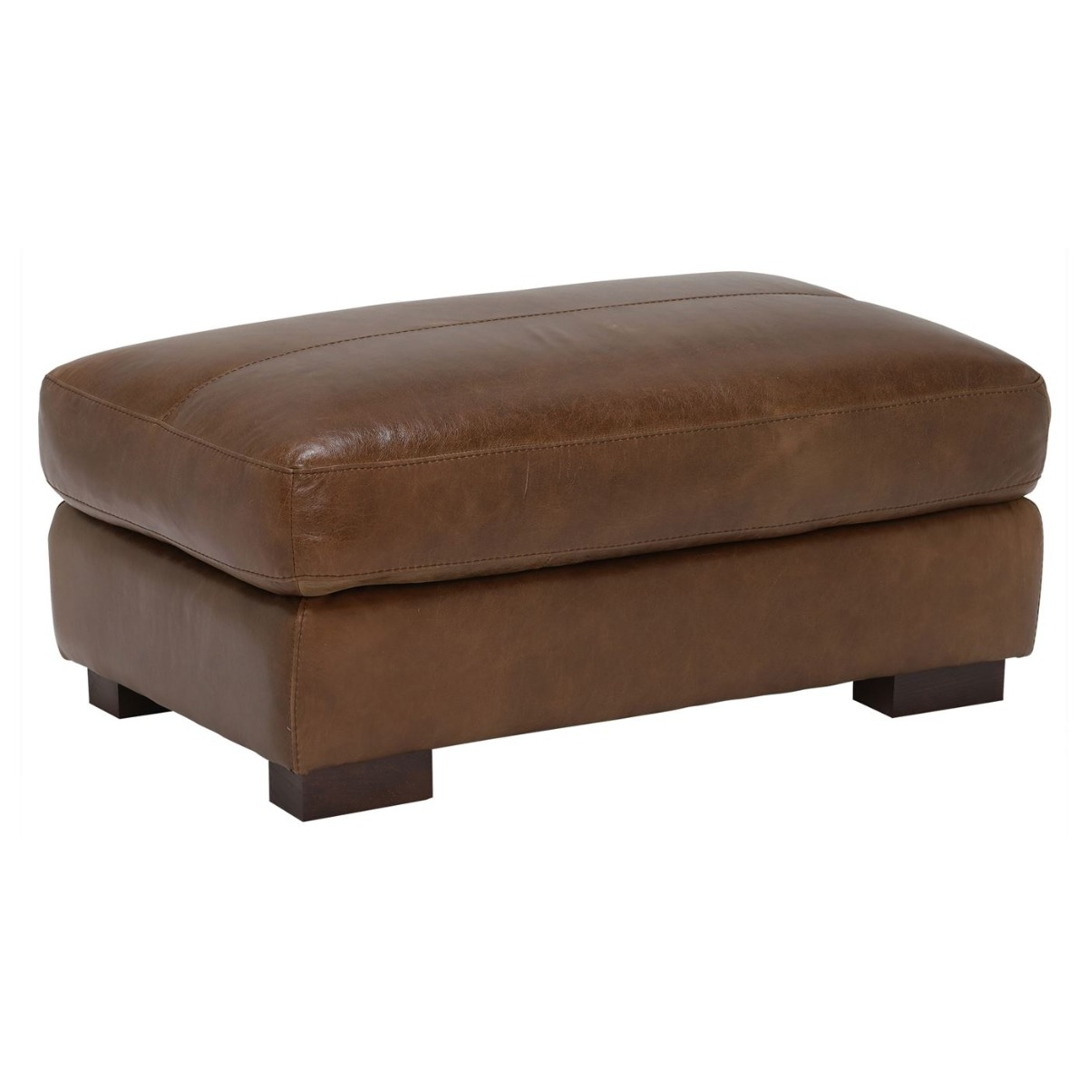 Lorenza Leather Footstool Albion Chestnut Full Leather Barker