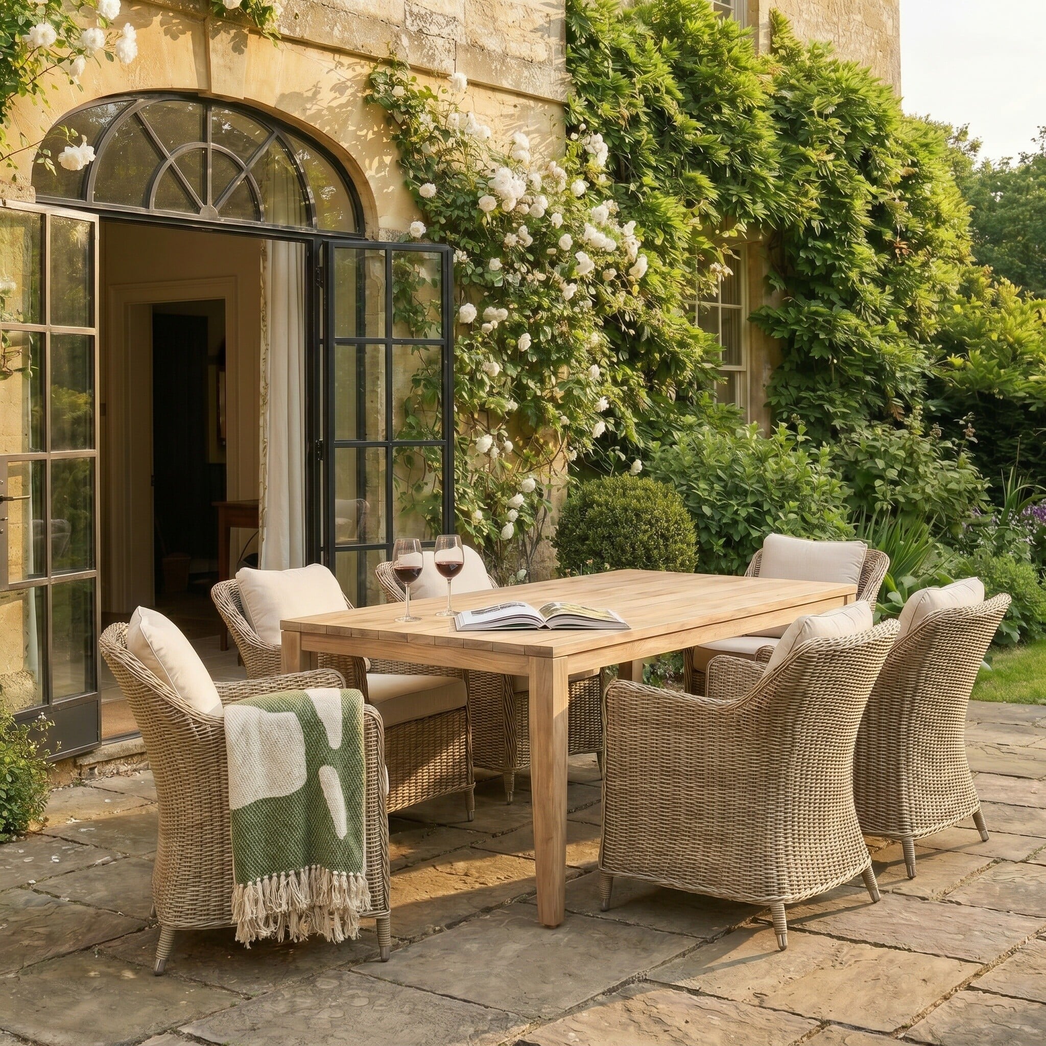 View Lombas dining table & 6 chairs in wooden in neutral View Lombas dining table & 6 chairs in wooden in neutral