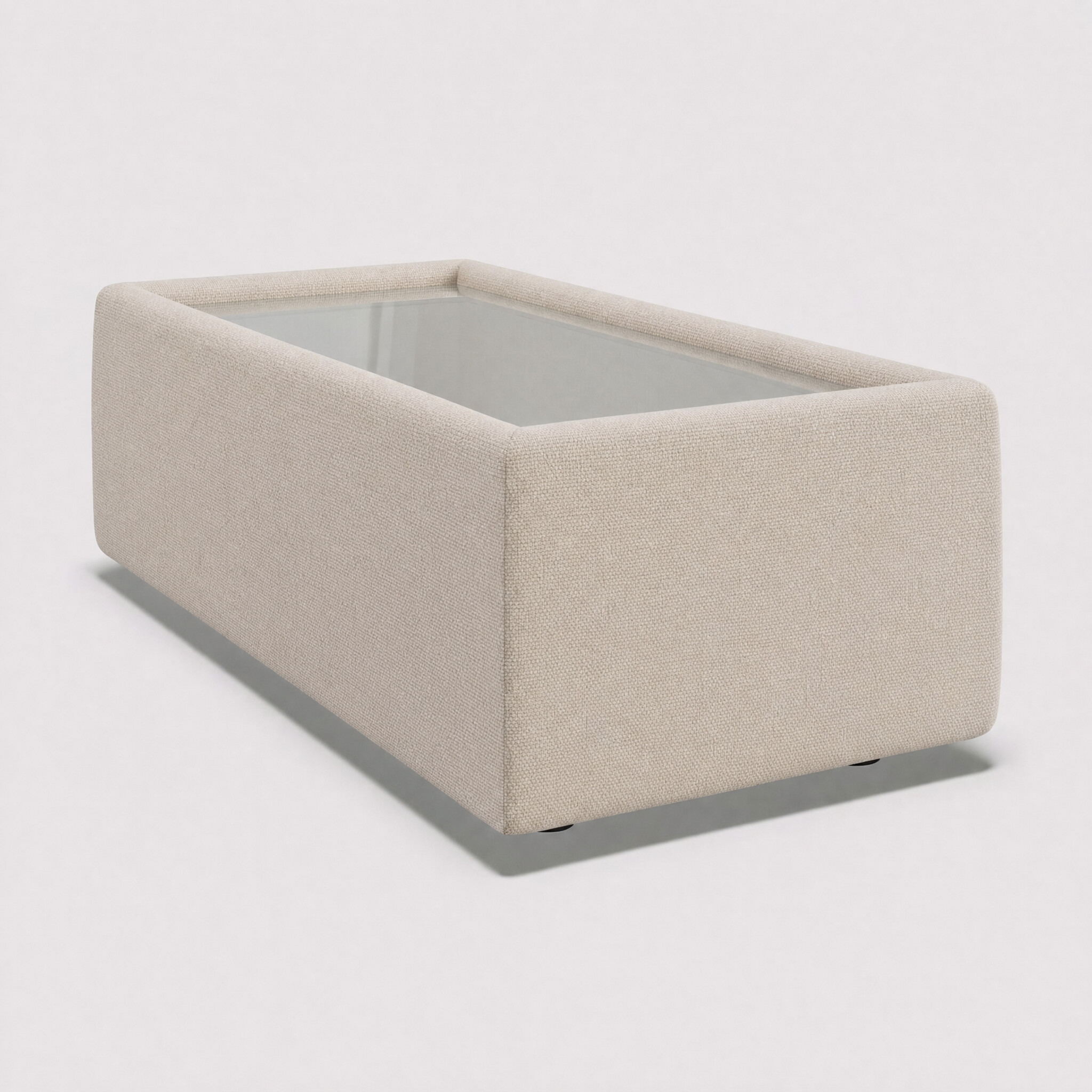 Lomax rectangular glass top table in neutral