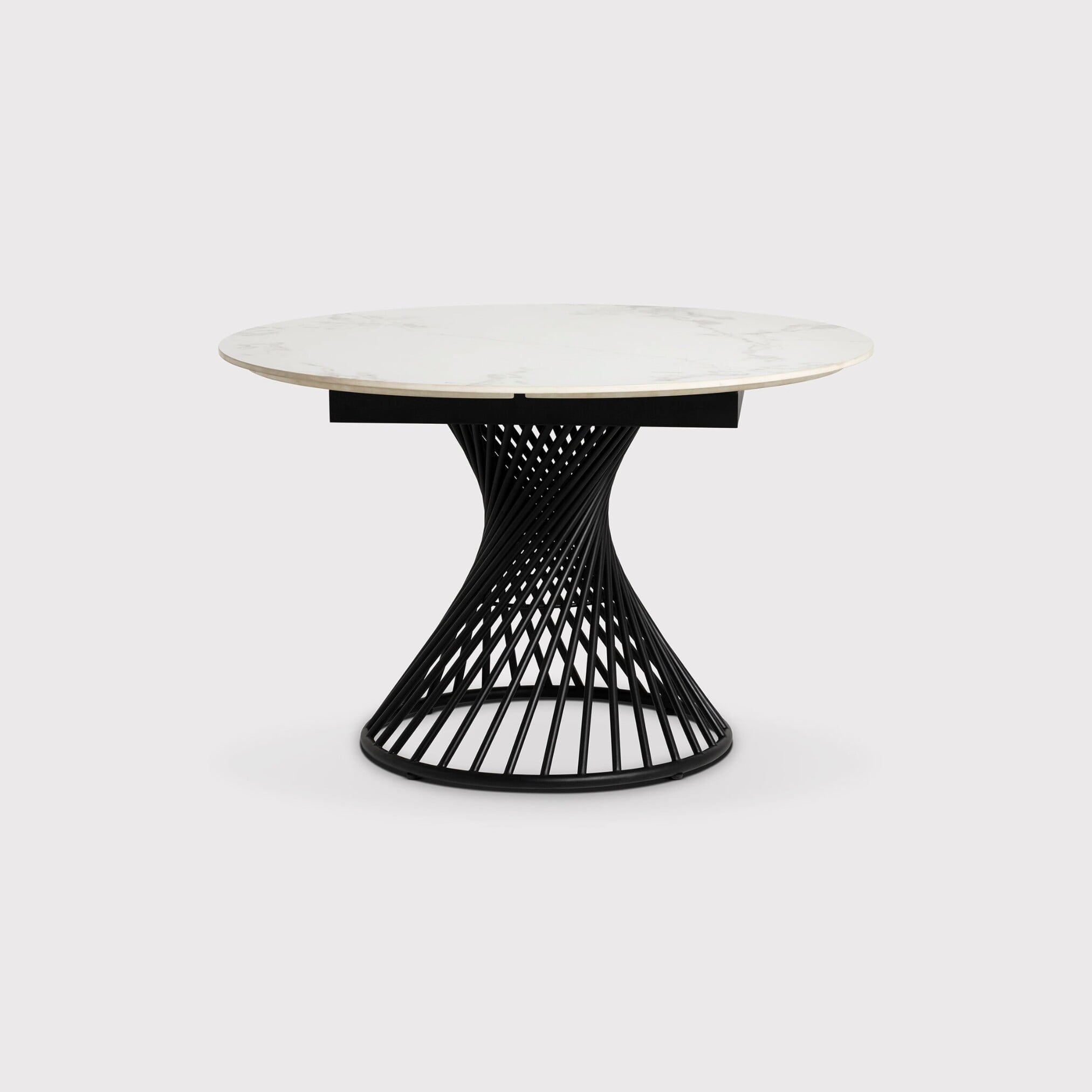 Mendal 120cm extending dining table in round in white ceramic