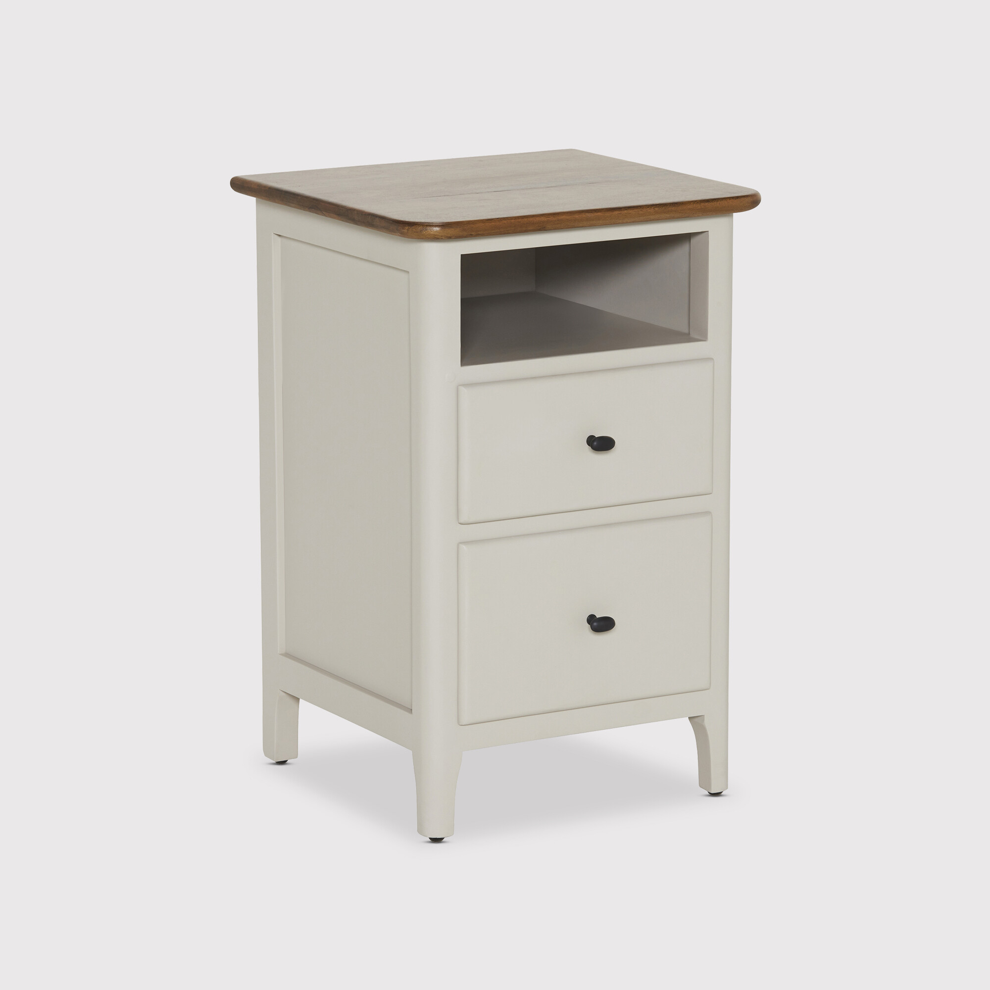 Mara Bedside 2 Drawer With Open Shelf Unit Table, Neutral Wood | Barker & Stonehouse