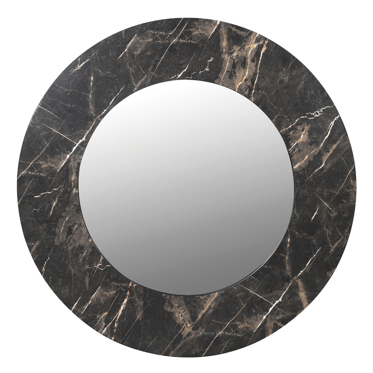 Marble Effect Mirror, Round, Black Wood | Barker & Stonehouse