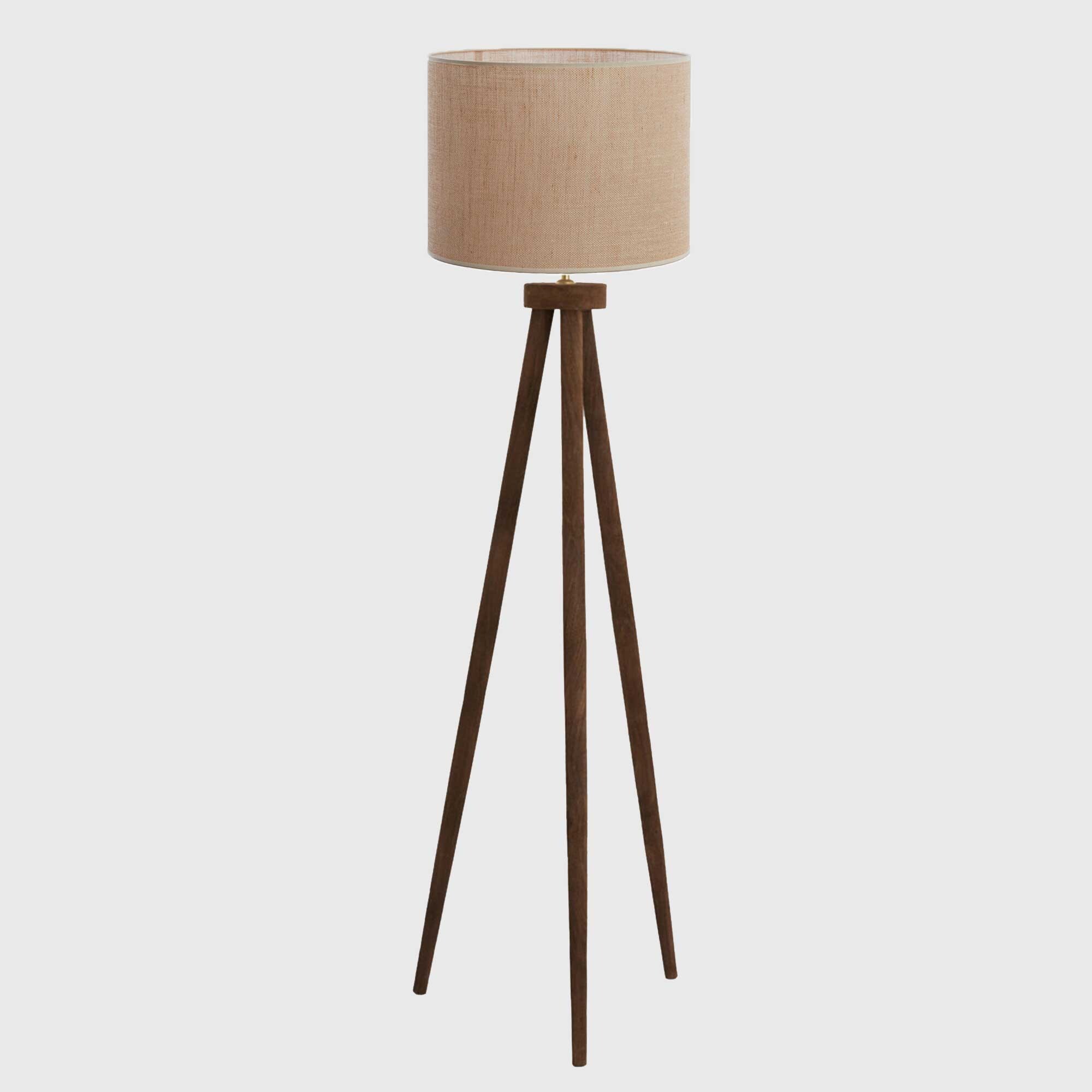 Matt Wood Tripod Floor Lamp | Barker & Stonehouse