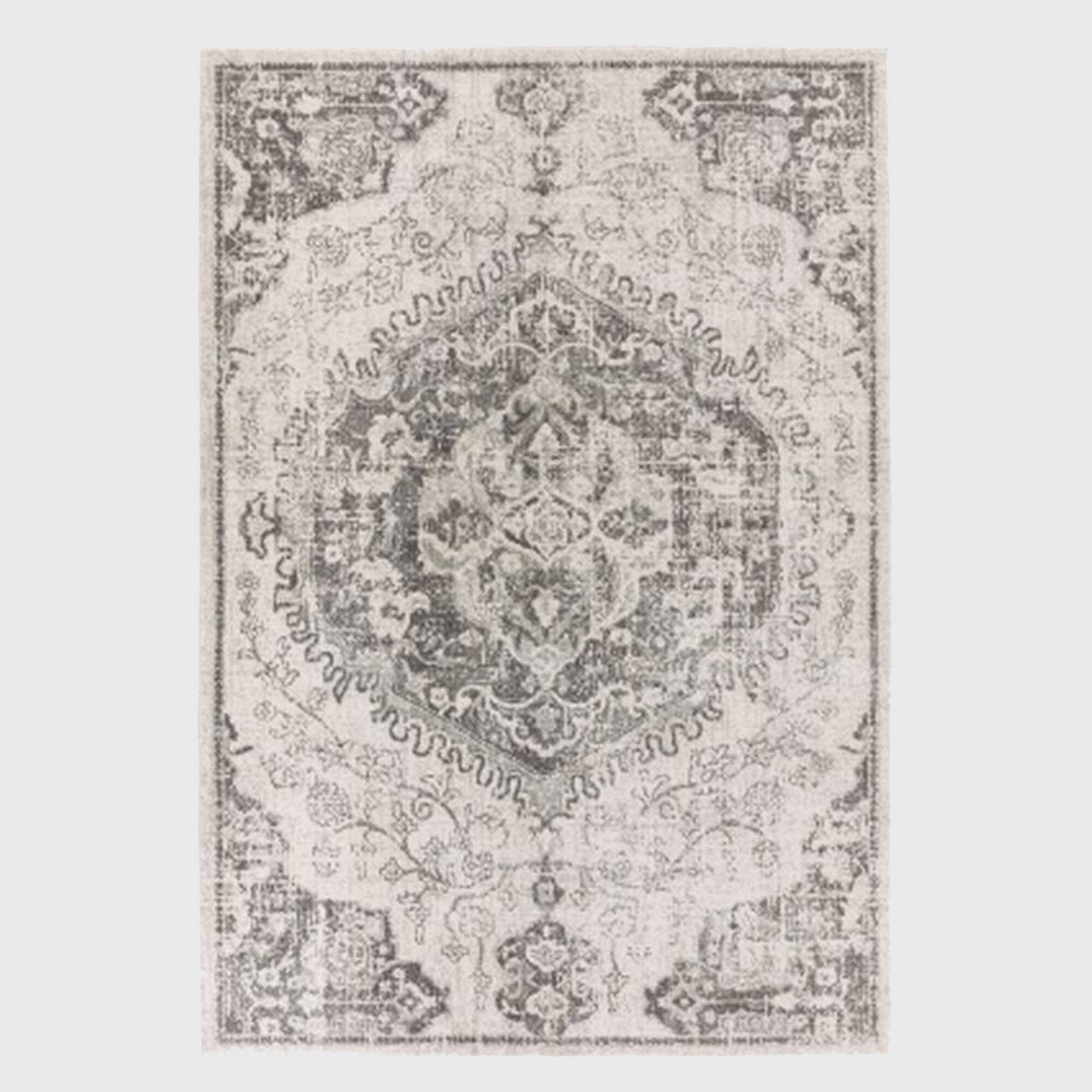 Ivory Medallion 120x170cm Rug, Square, Neutral Polypropylene | Barker & Stonehouse thumbnail