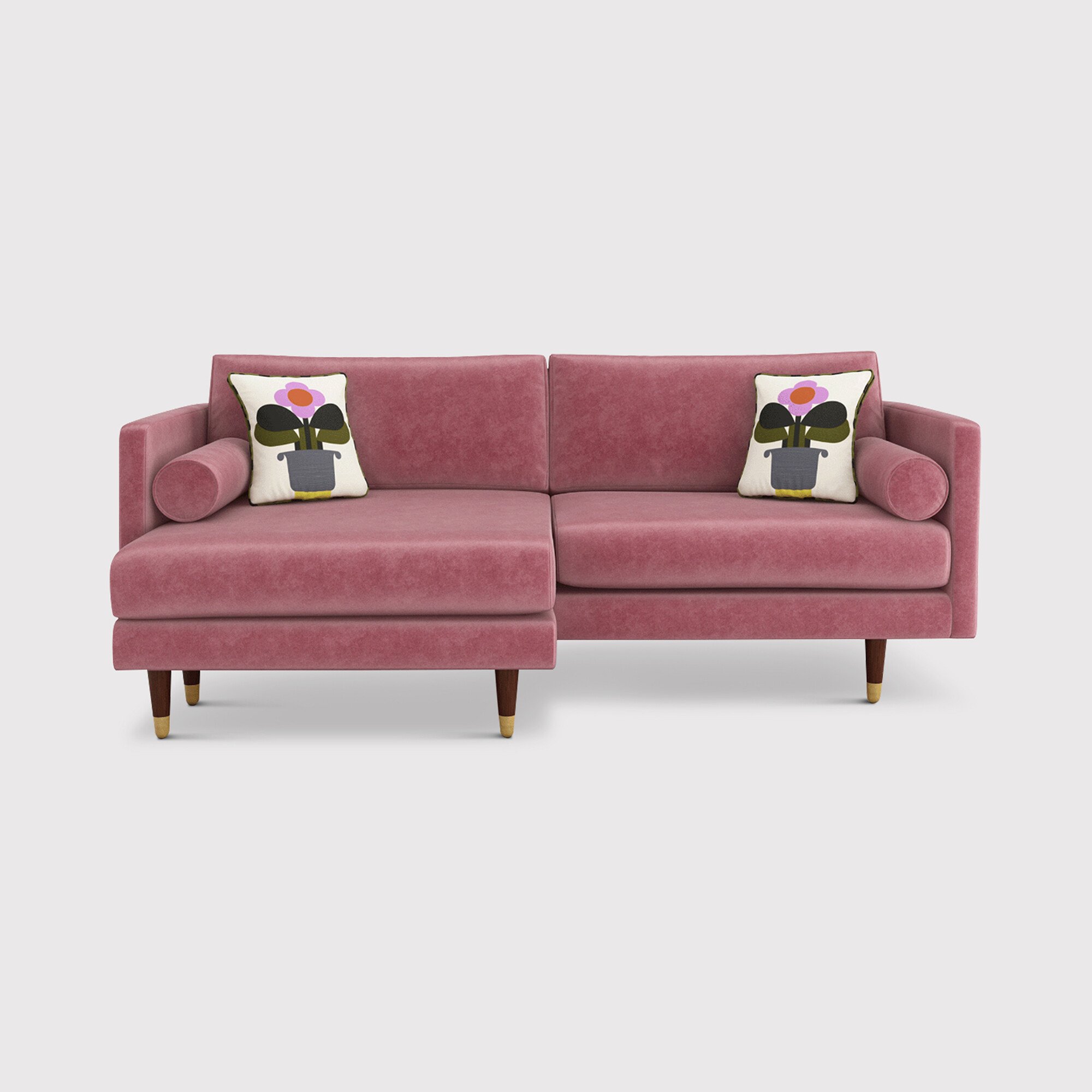 Orla Kiely Mimosa Large Chaise Corner Sofa Right, Pink Fabric | Barker & Stonehouse