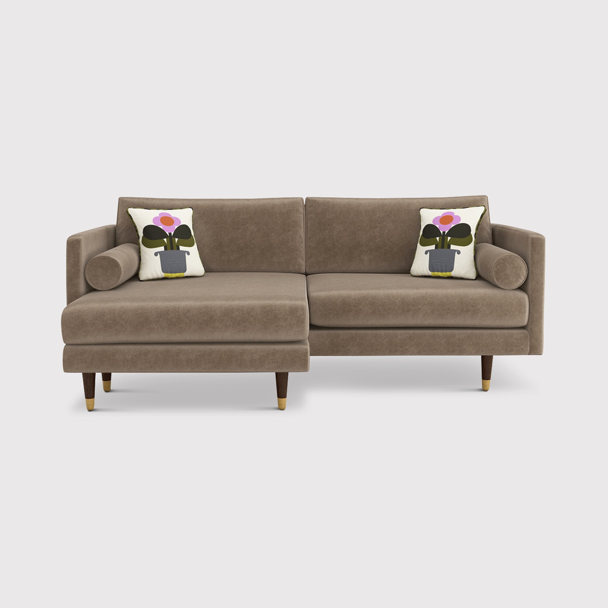 Orla Kiely Mimosa Large Chaise Corner Sofa Right, Neutral Fabric | Barker & Stonehouse
