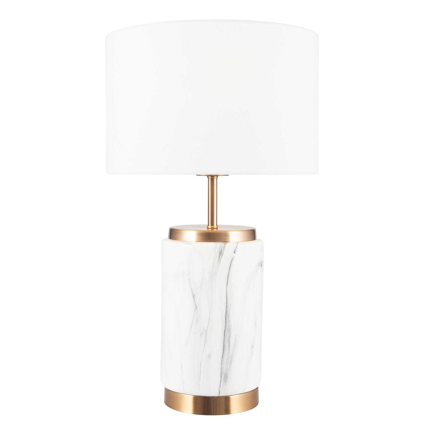 Marble Effect Ceramic Table Lamp, White | Barker & Stonehouse