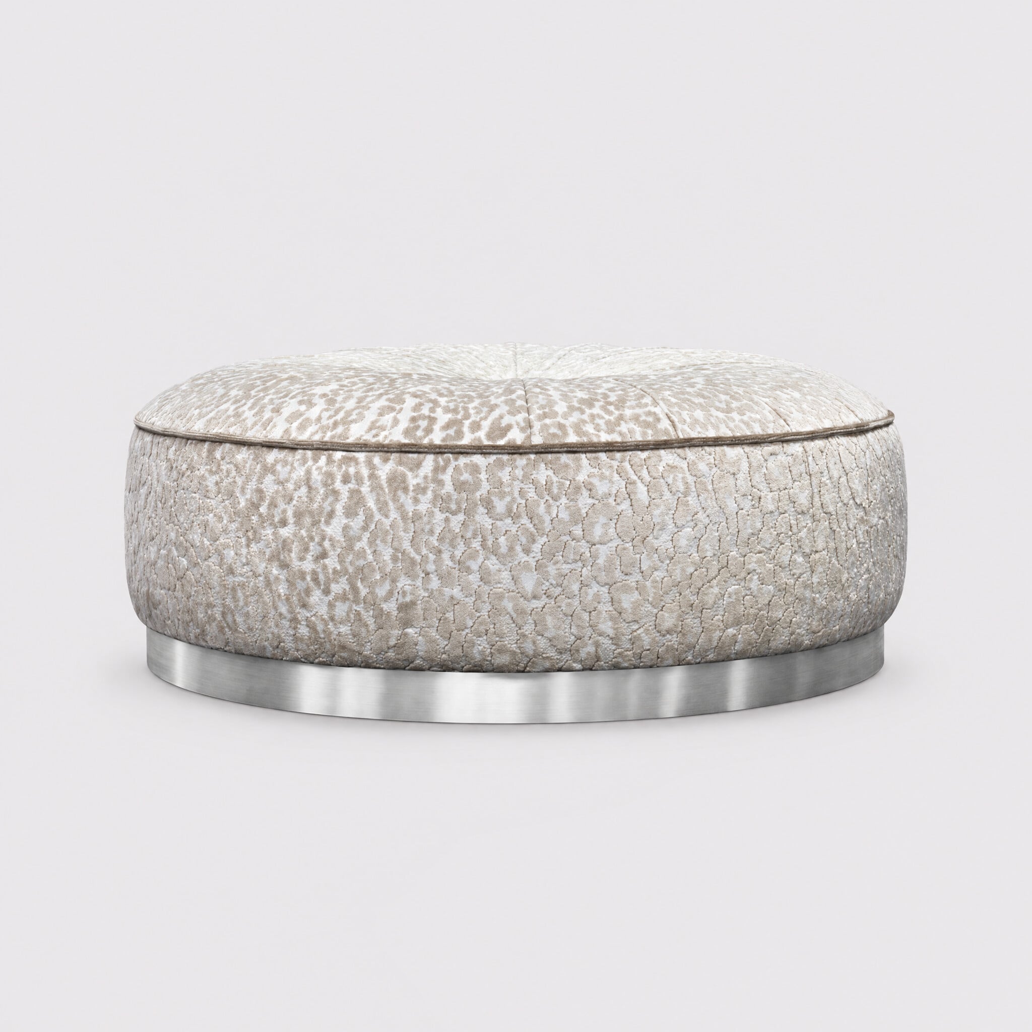 View Monaco large round stool in neutral fabric
