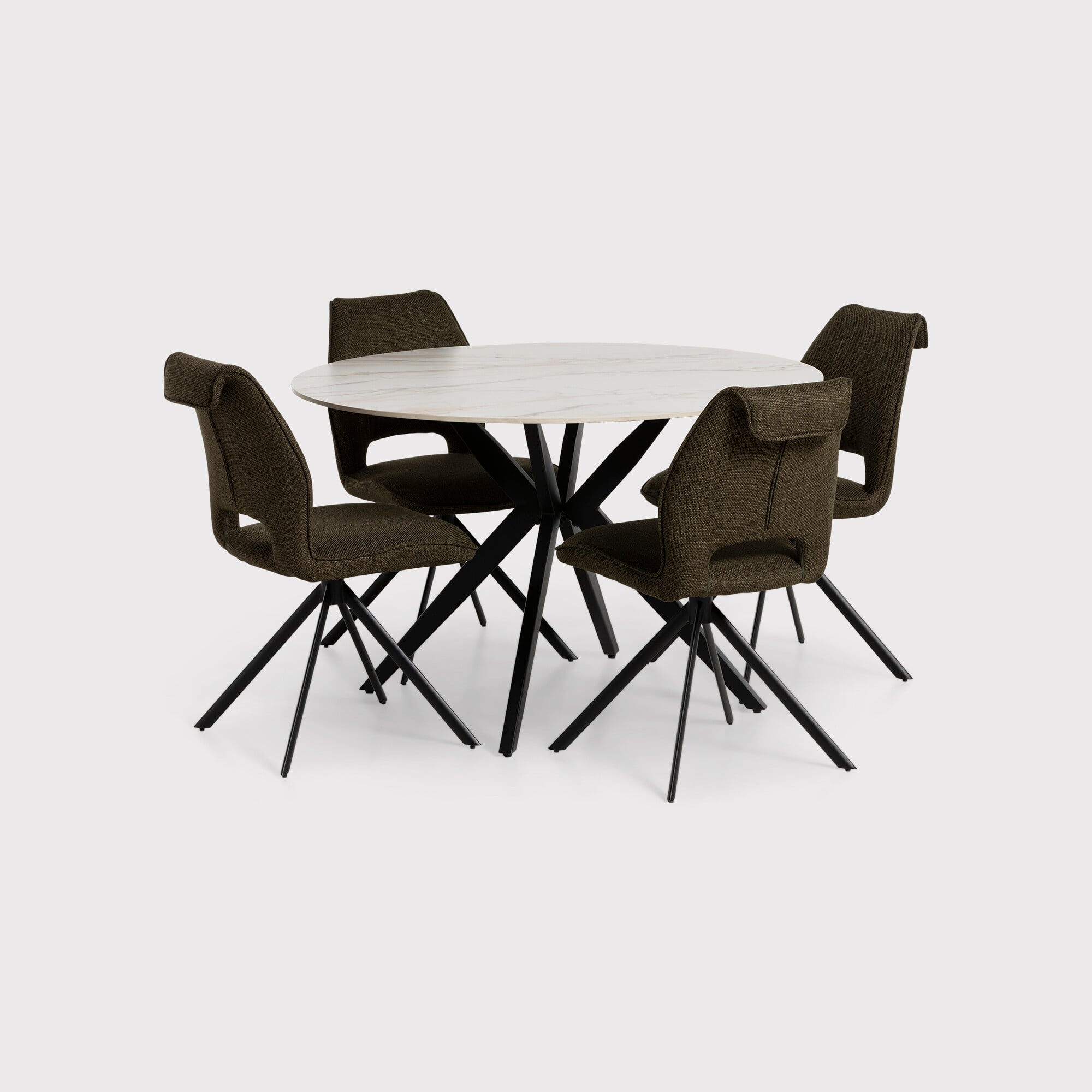View Morro dining table + 4 x torrance chair in round in white ceramic View Morro dining table + 4 x torrance chair in round in white ceramic