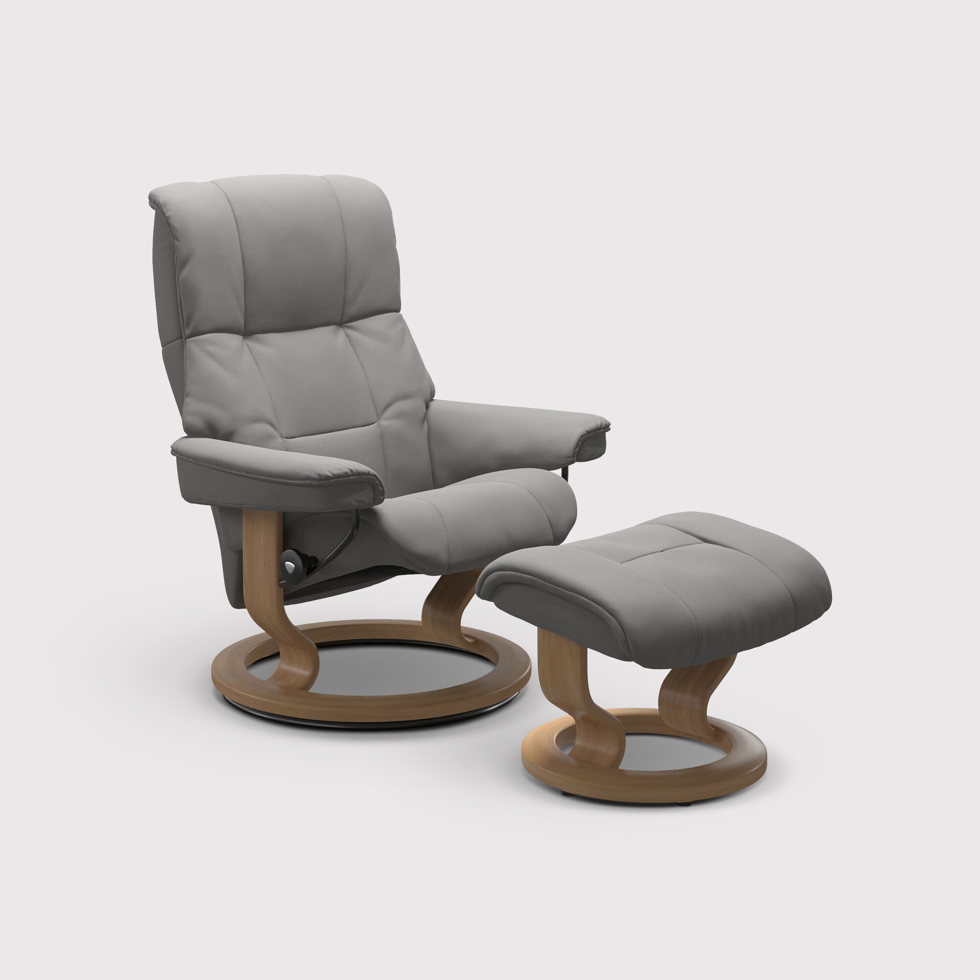 Stressless Mayfair Medium Recliner Chair & Stool, Neutral Leather | Barker & Stonehouse