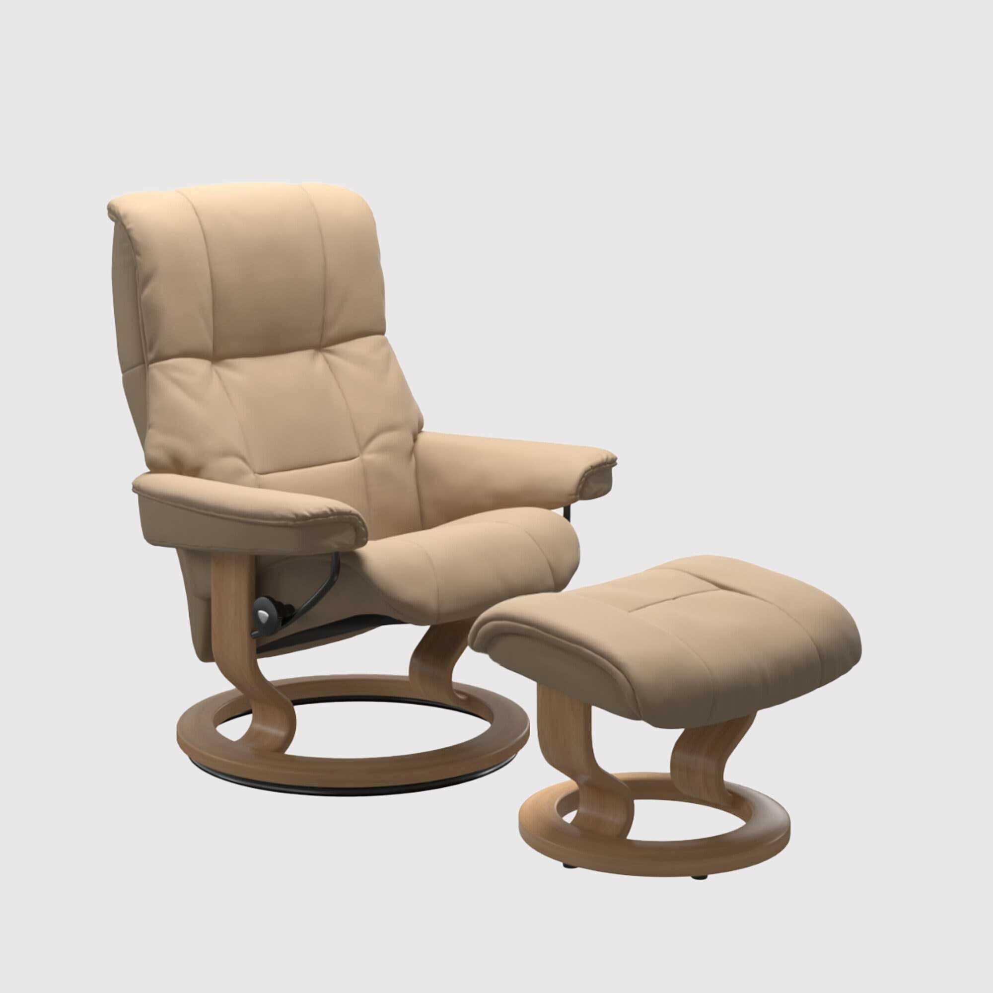 Stressless Mayfair Large Classic Recliner Chair w/footstool, Neutral | Barker & Stonehouse