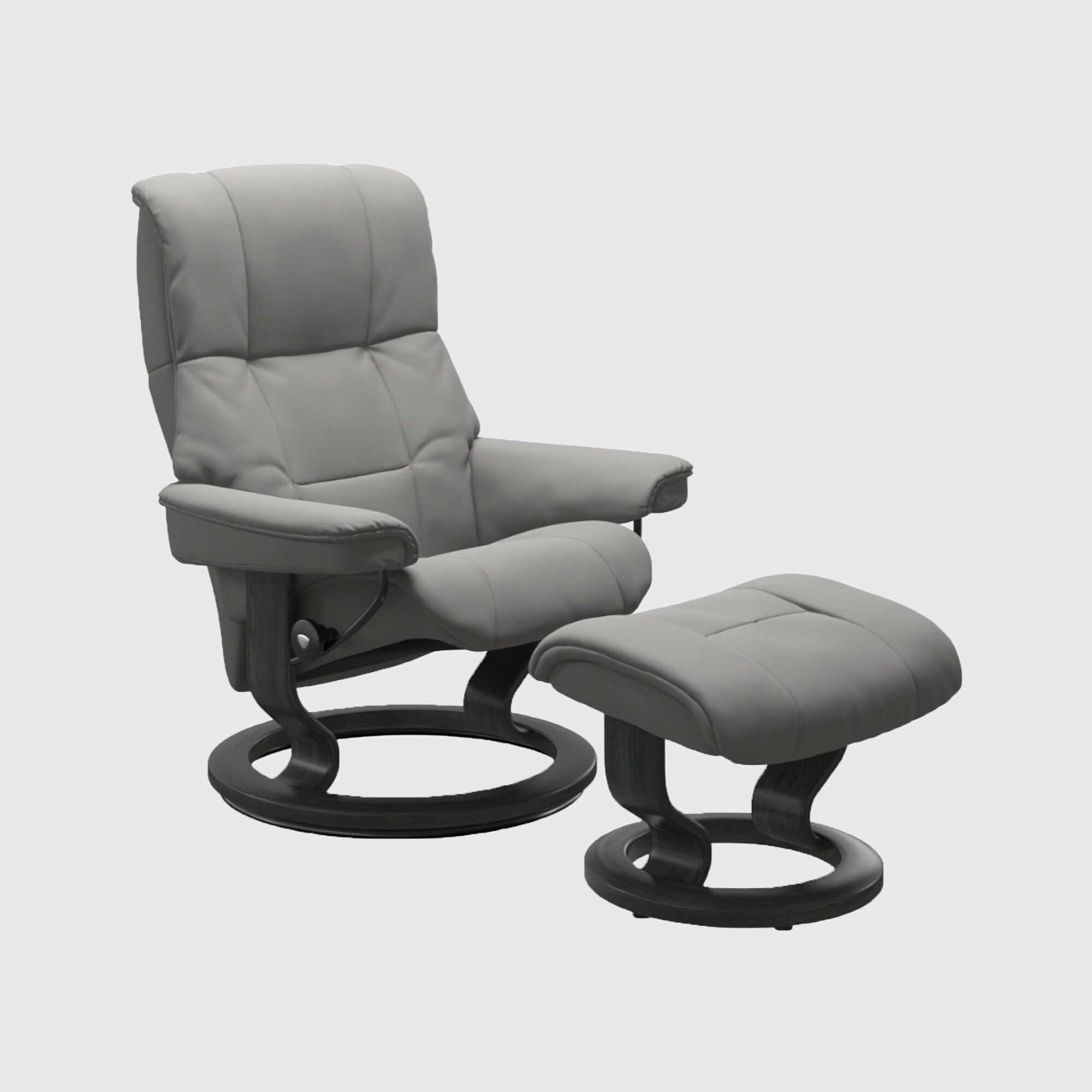 Stressless Mayfair Medium Recliner Chair & Stool, Grey Leather | Barker & Stonehouse