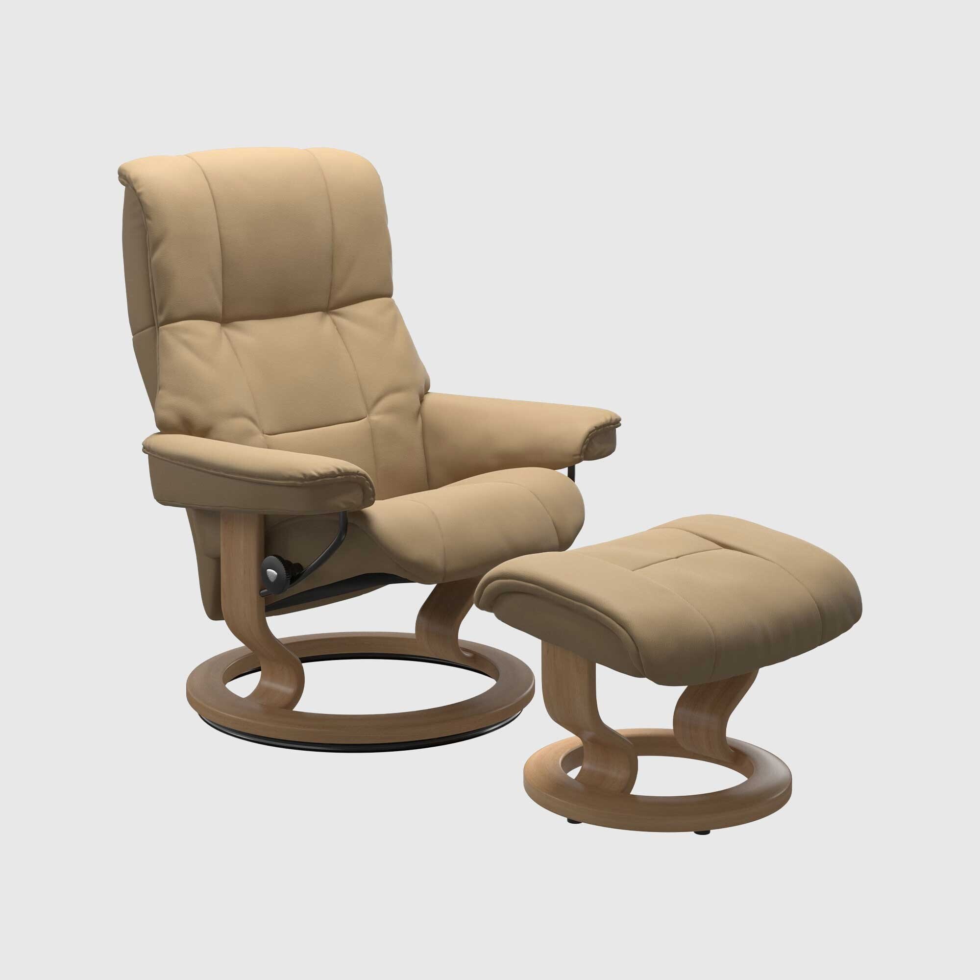 Stressless Mayfair Large Classic Recliner Chair & Footstool, Neutral | Barker & Stonehouse
