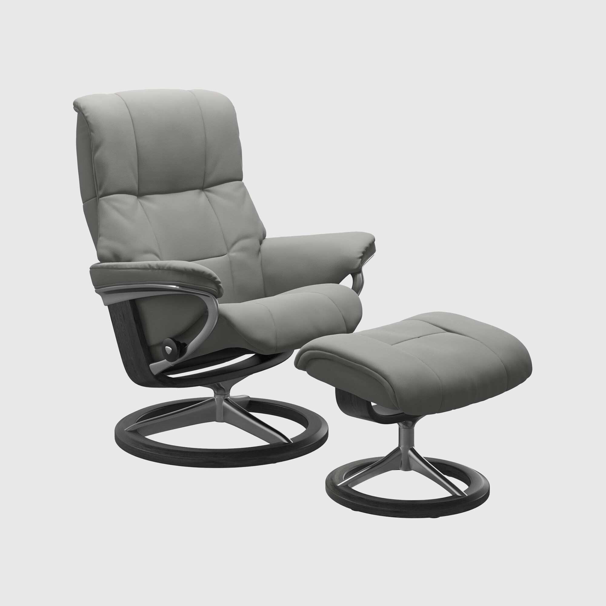 Stressless Mayfair Medium Signature Recliner Chair & Footstool, Grey | Barker & Stonehouse