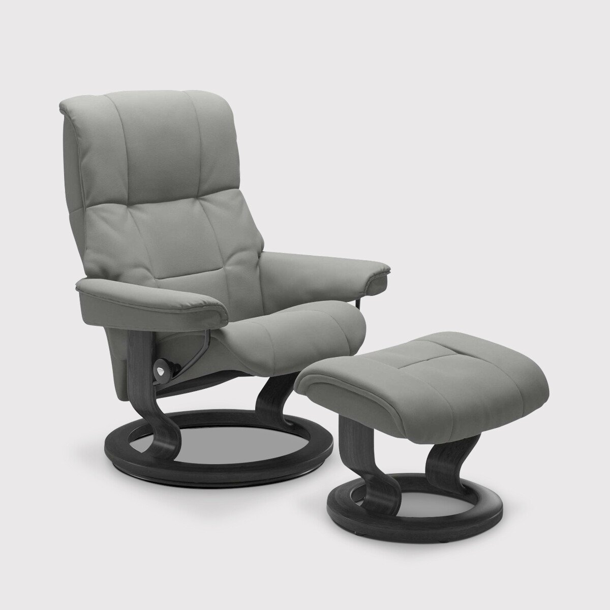Stressless Mayfair Medium Recliner Chair & Stool Quickship, Grey Leather | Barker & Stonehouse