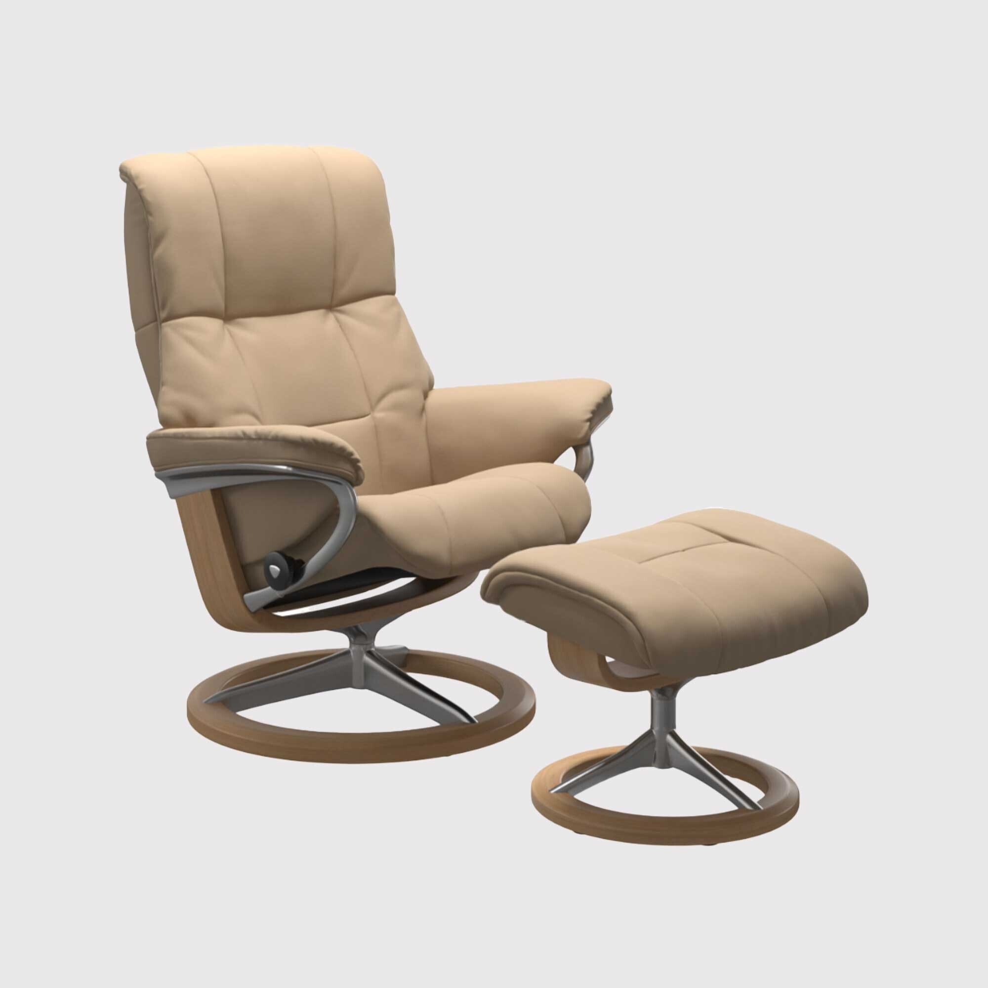 Stressless Mayfair Medium Signature Recliner Chair w/footstool, Neutral | Barker & Stonehouse
