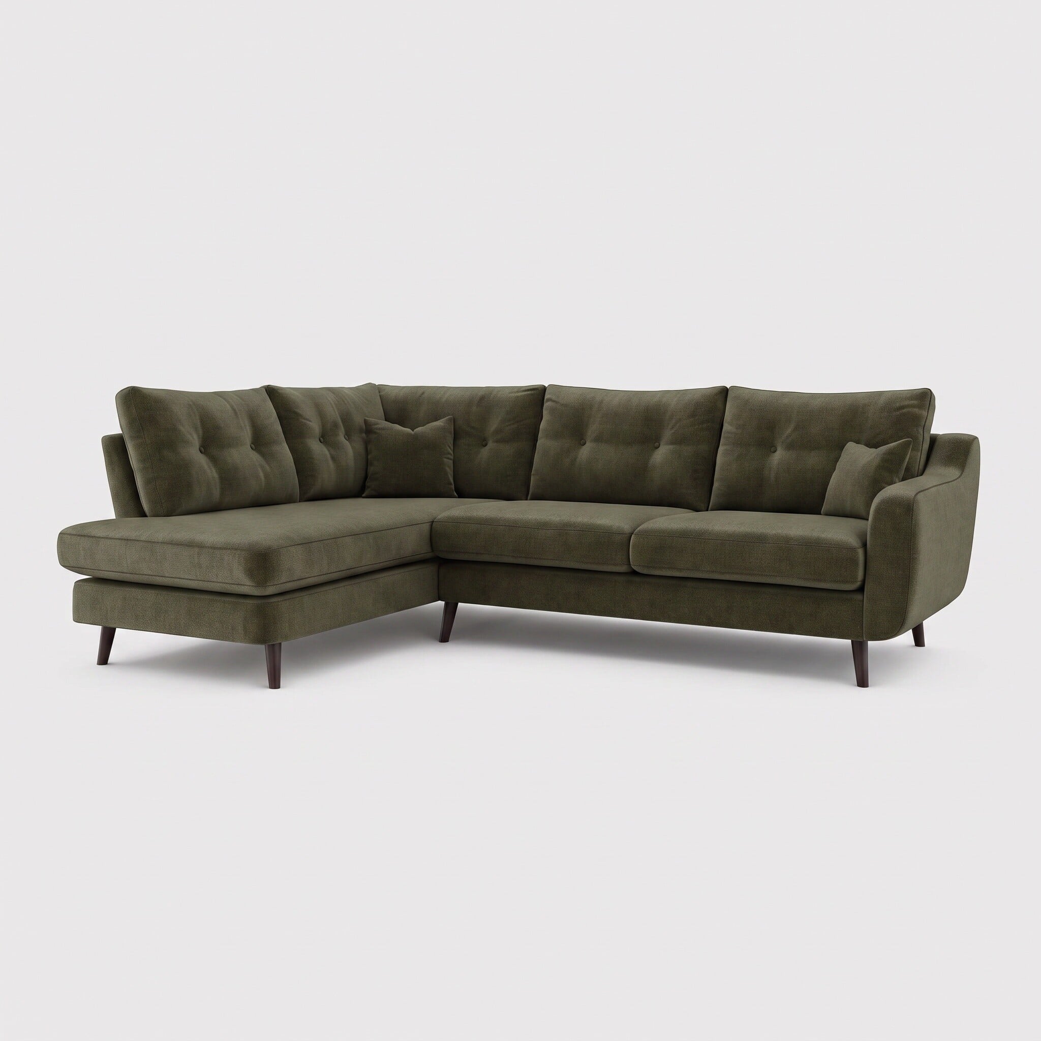 Myers corner group left corner sofa in green fabric