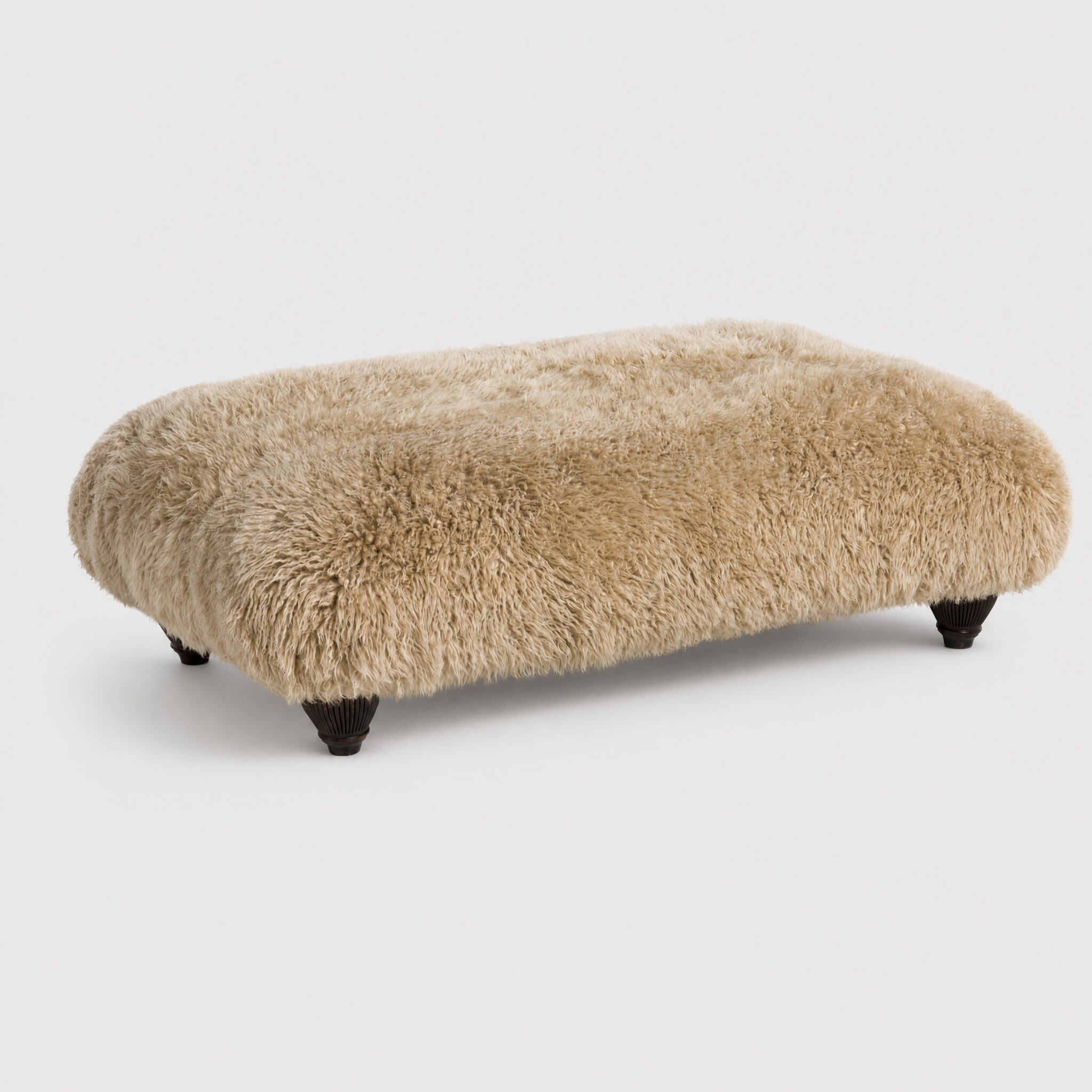 View Tetrad nappa rectangular stool mahogany ft in neutral fabric View Tetrad nappa rectangular stool mahogany ft in neutral fabric