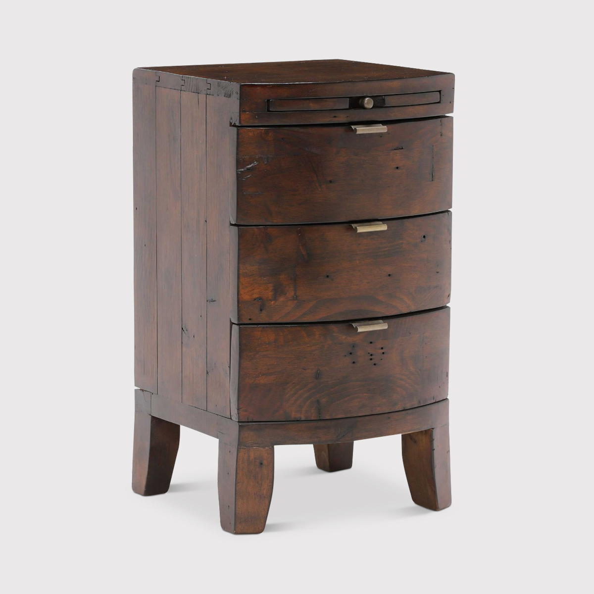 Navajos 3 Drawer Bow Front Bedside Table, Brown | Barker & Stonehouse