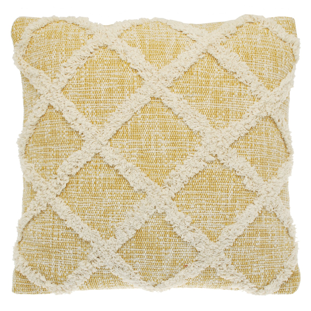 Ochre Tufted Cushion, Square, Yellow | Barker & Stonehouse