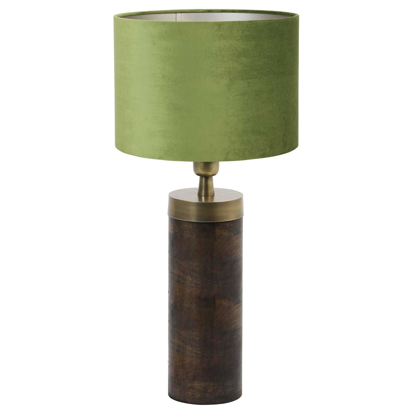 Photo of Olive & dark wood table lamp in green