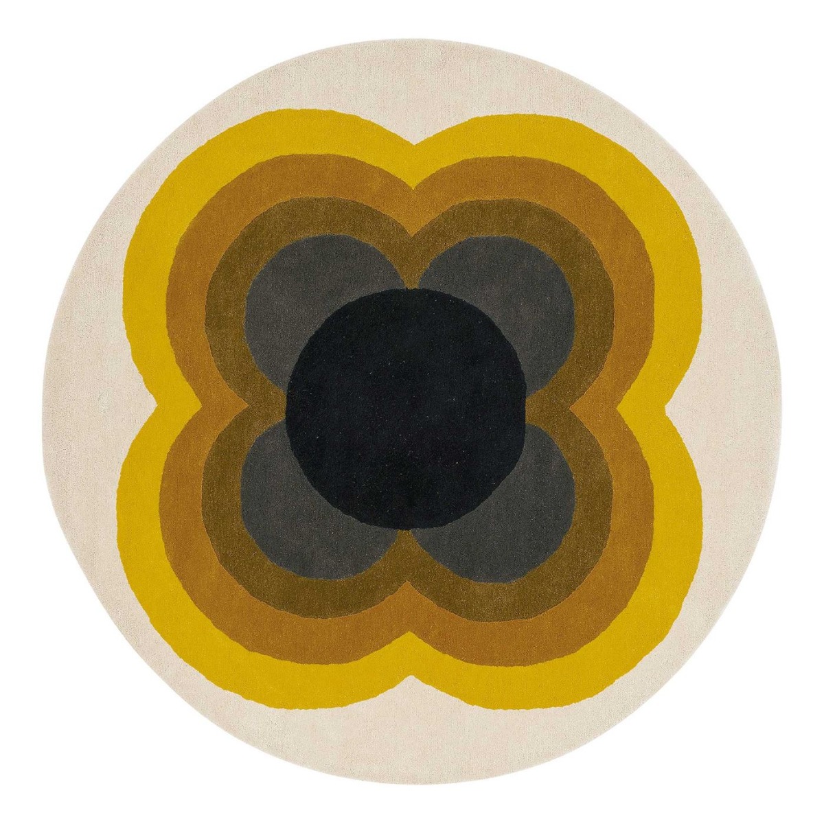 Orla Kiely Yellow Sunflower 200cm Round Rug, Round | W200cm | Orla Kiely