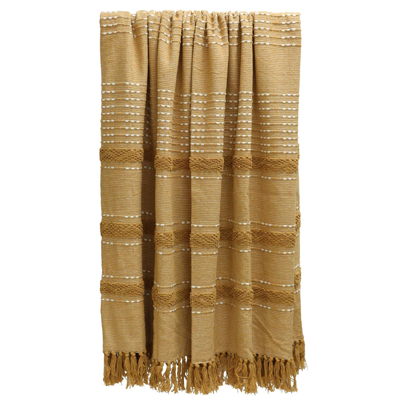 Ochre Woven Throw Blanket, Yellow | Barker & Stonehouse