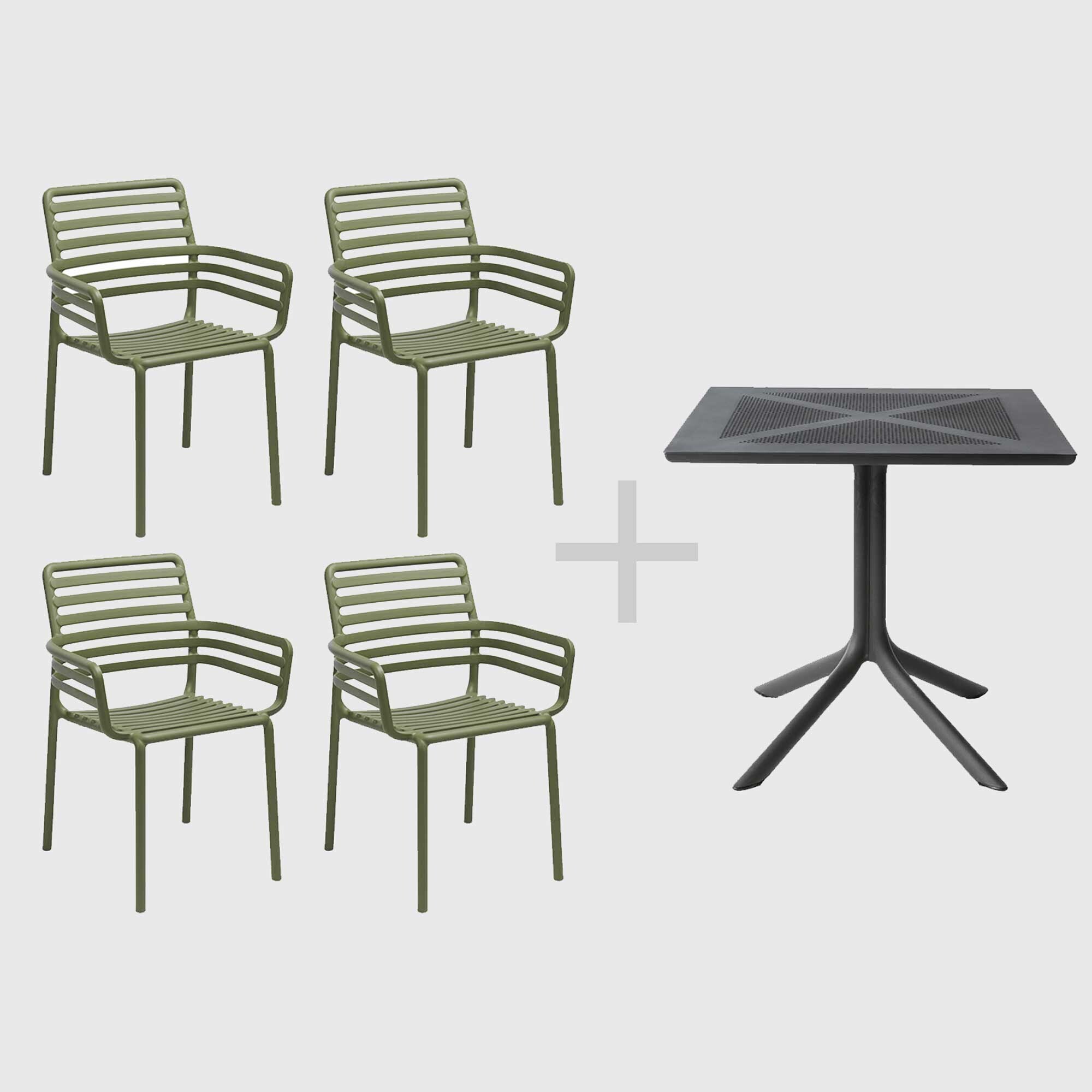 Pollux Recycled Plastic Garden Table and Chairs, Seats 4, Anthracite