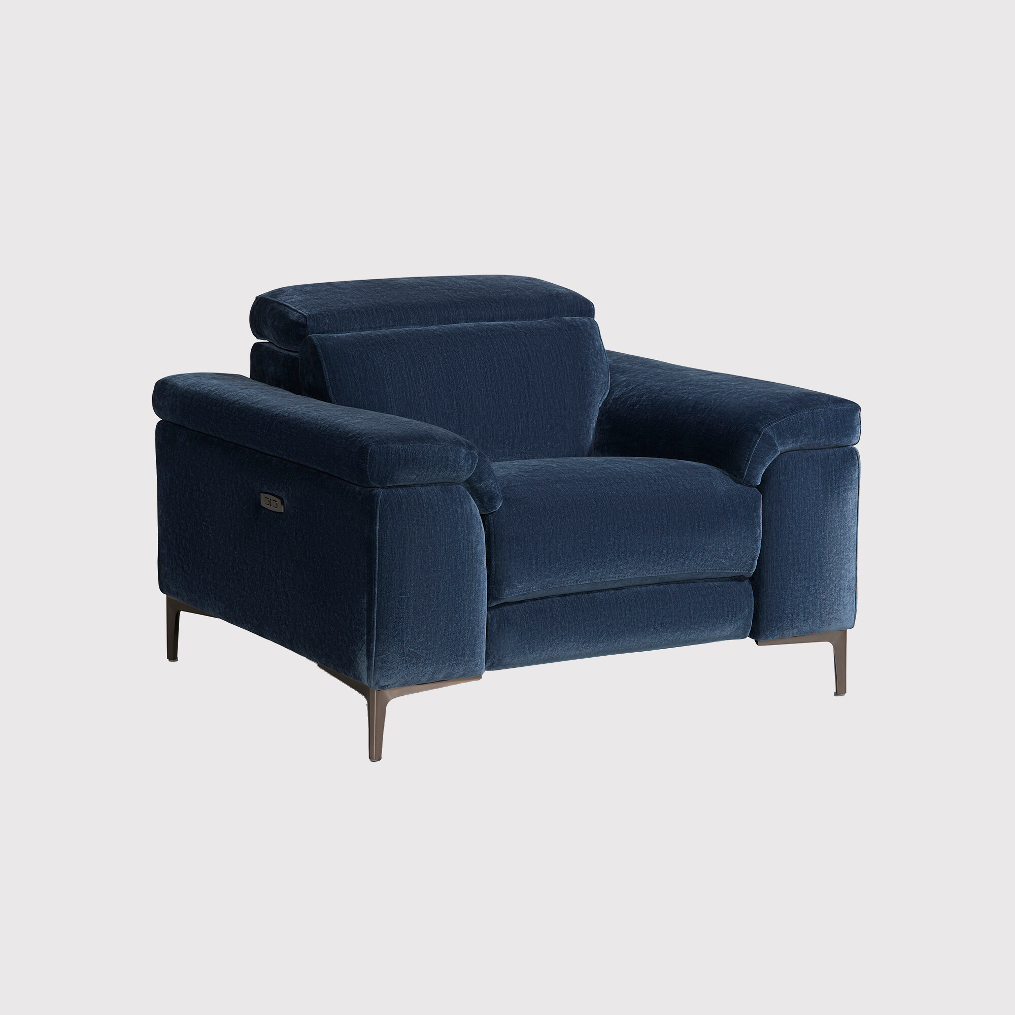 Paolo Electric Recliner Chair, Navy Leather | Barker & Stonehouse