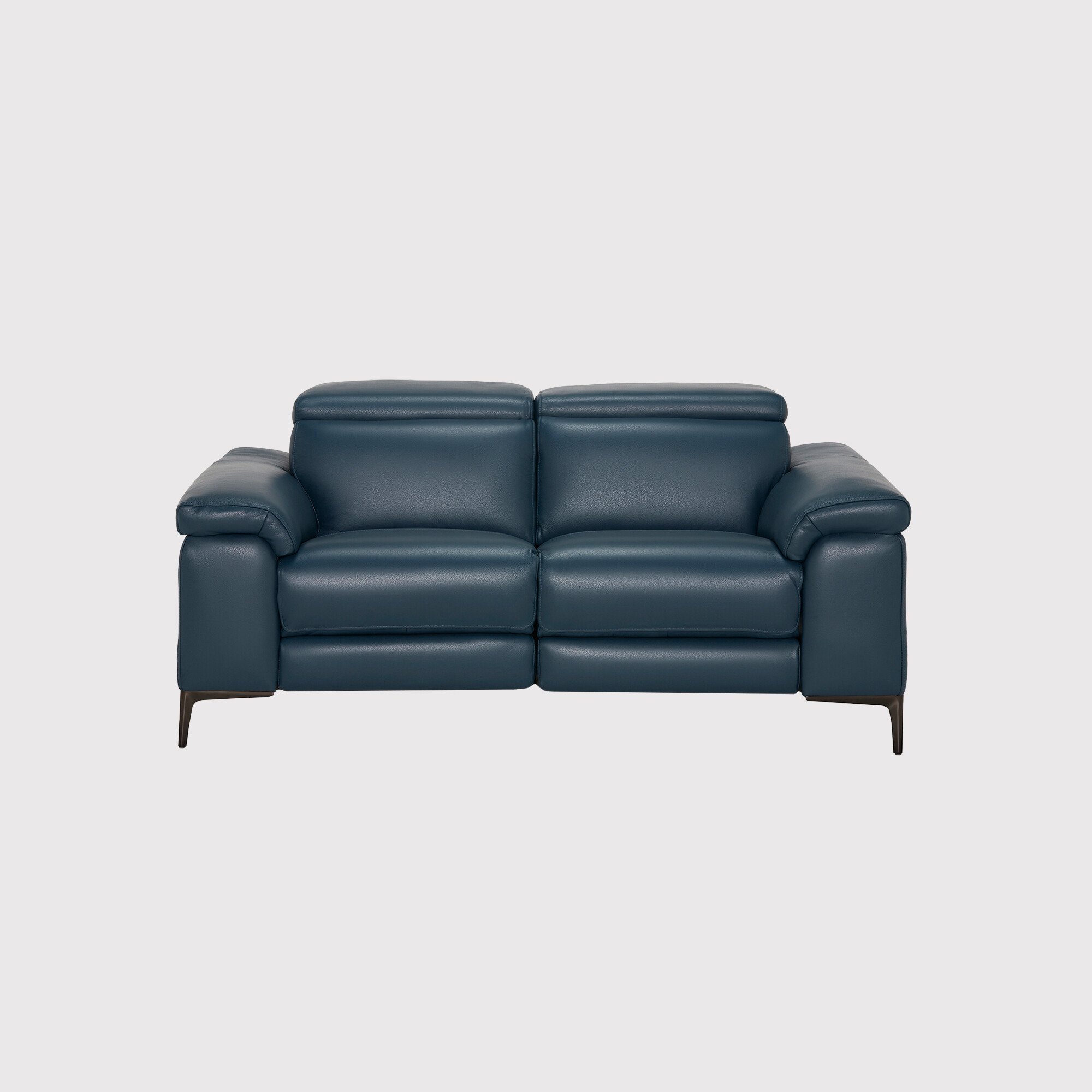 Paolo 2 Seater Electric Recliner Sofa 2 Headrests, Blue Leather | Barker & Stonehouse