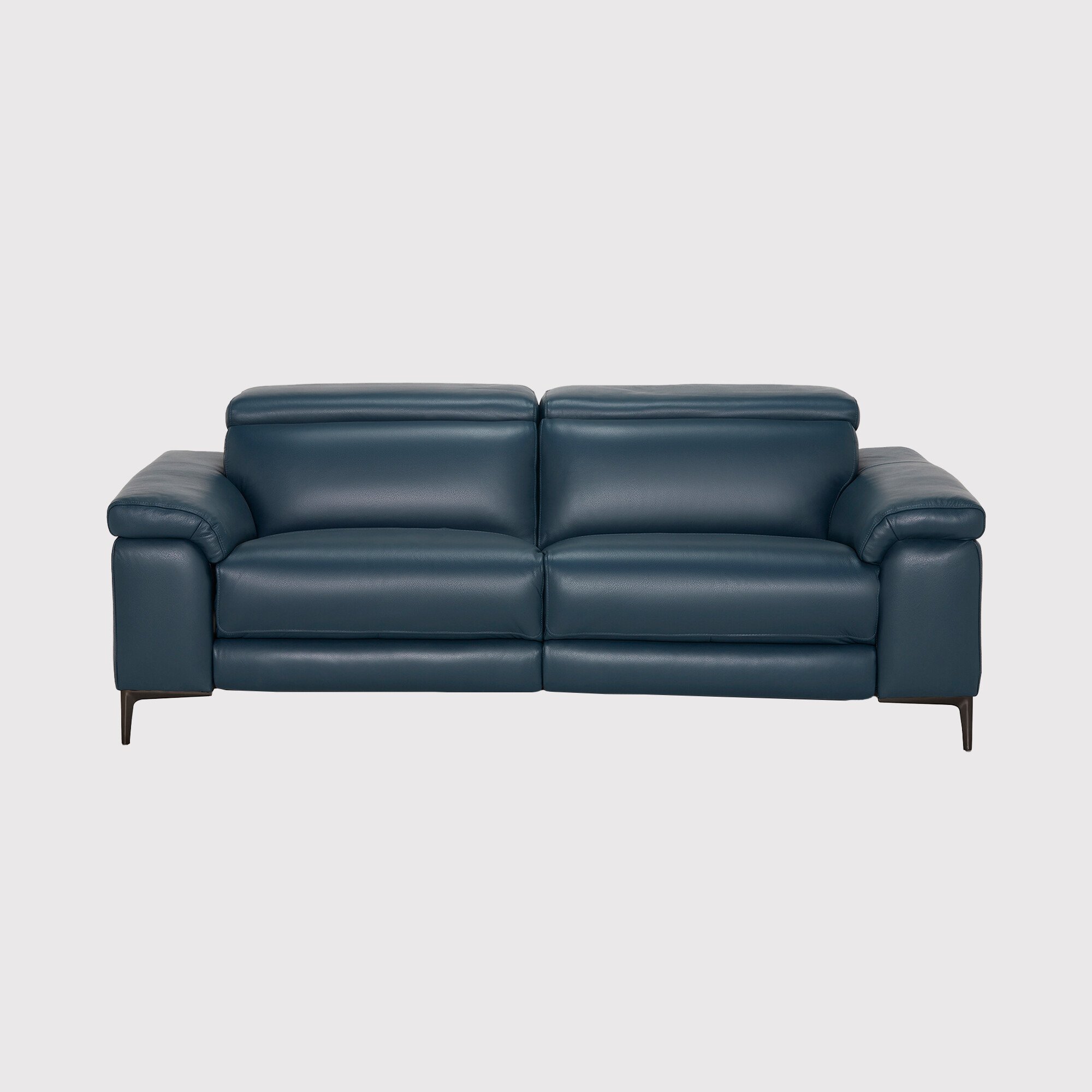 Paolo 3 Seater Electric Recliner Sofa 2 Headrests, Blue Leather | Barker & Stonehouse