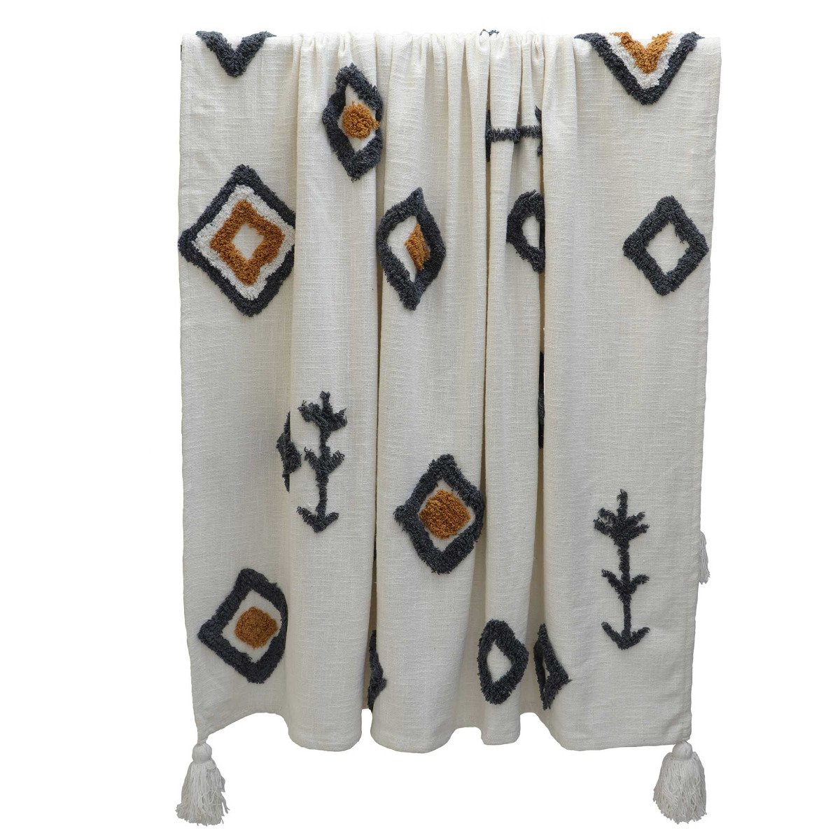 Patterned Throw Blanket, Neutral 100% Cotton | Barker & Stonehouse