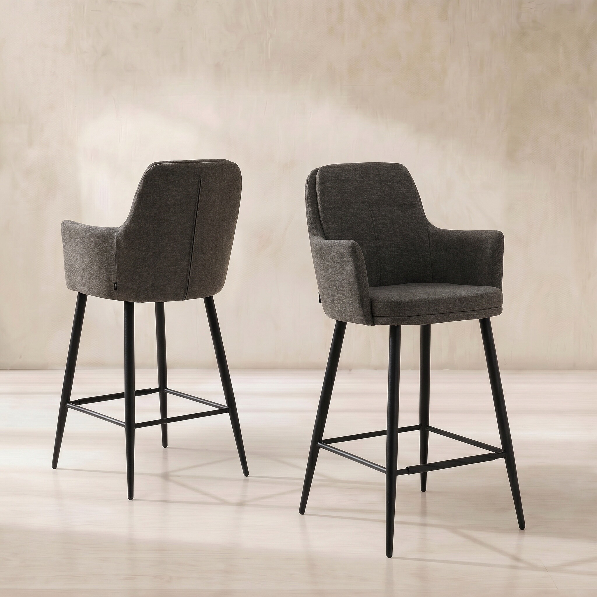 View Padua bar stool in grey fabric View Padua bar stool in grey fabric
