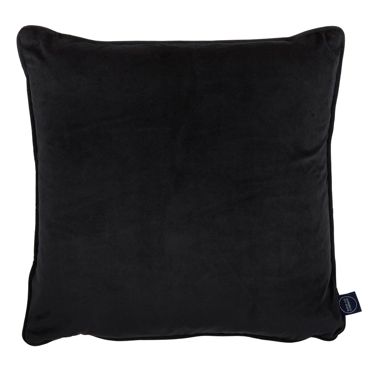 Plush Jet Cushion, Square, Black | Barker & Stonehouse