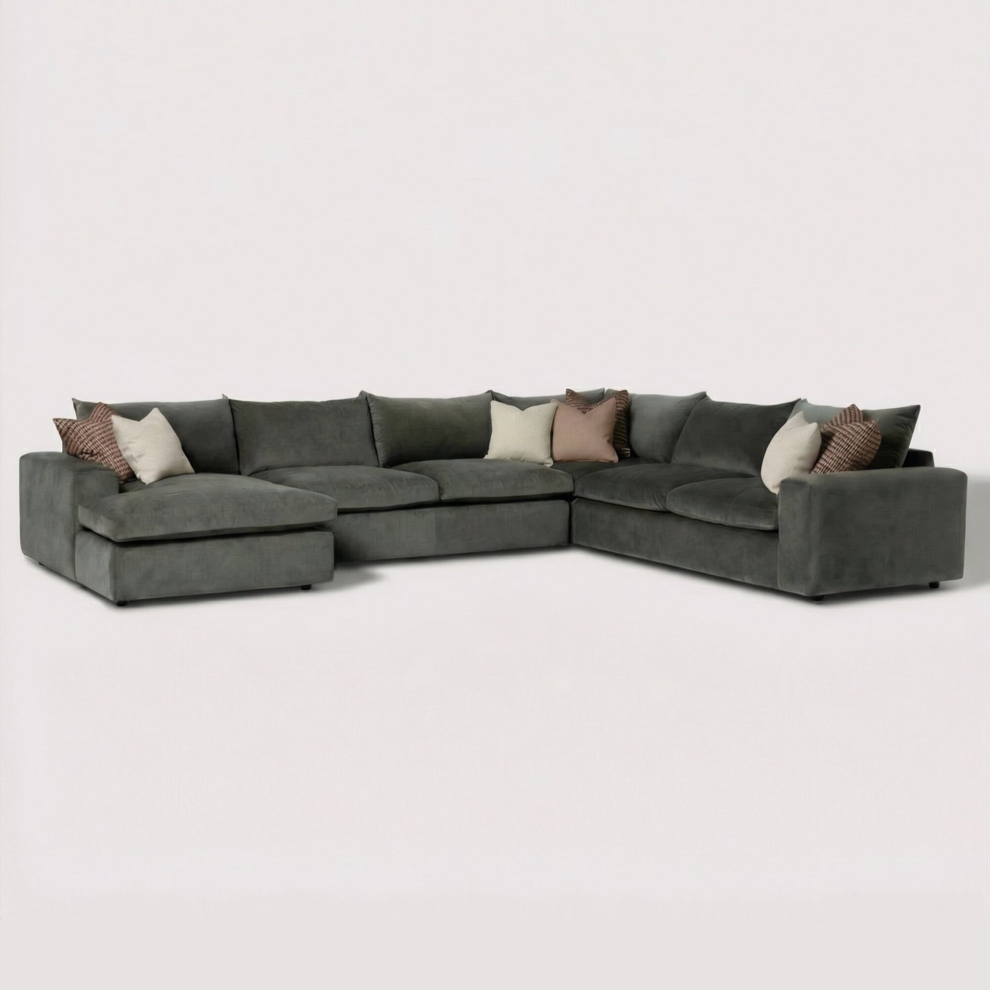Providence lhf modular corner modular sofa in green fabric