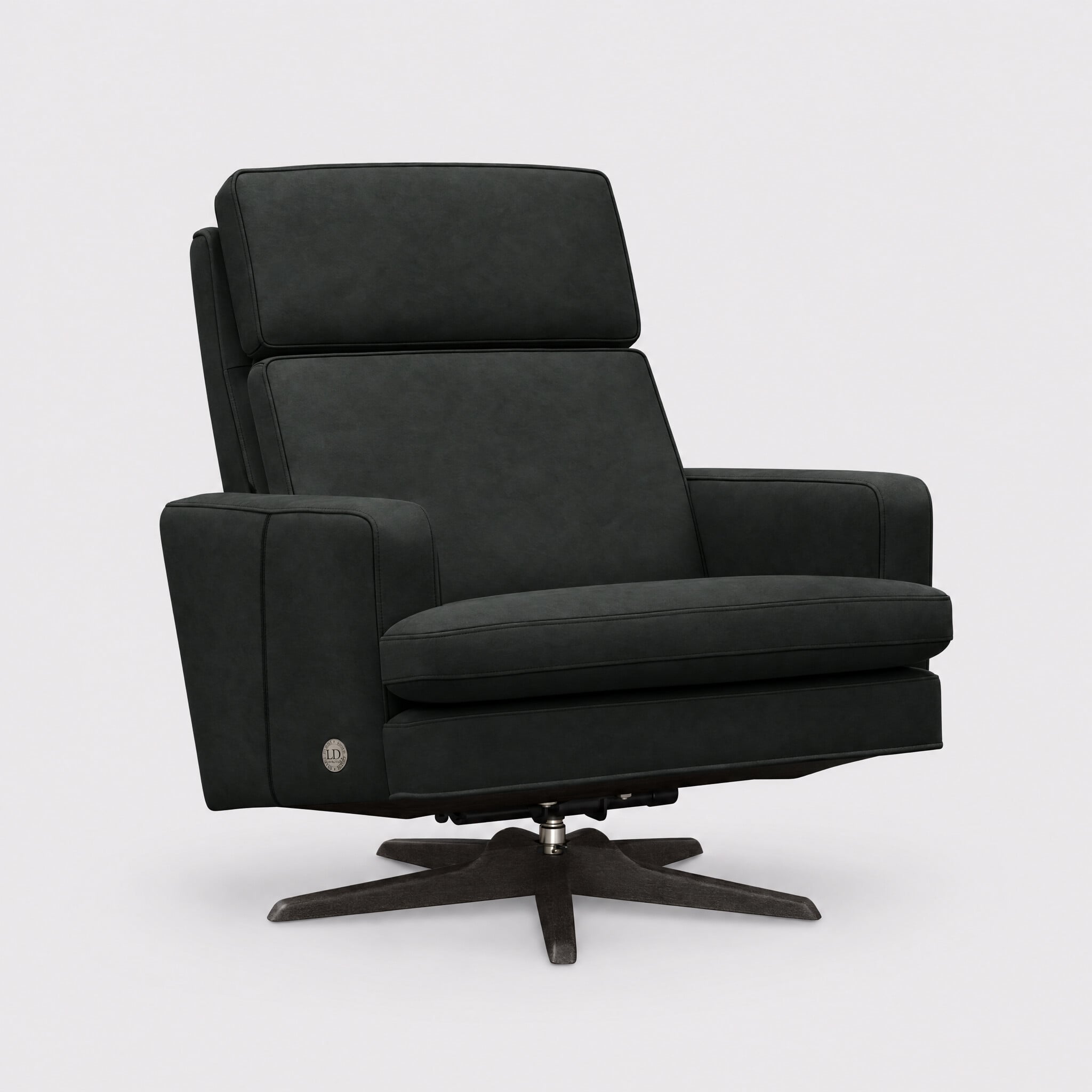 Raphael swivel armchair in blue leather