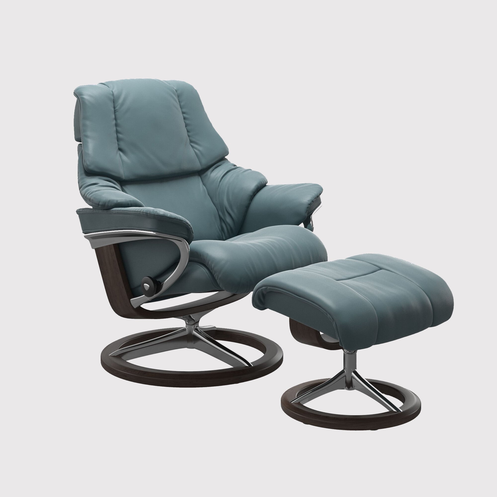 Stressless reno small signature recliner chair & footstool leather