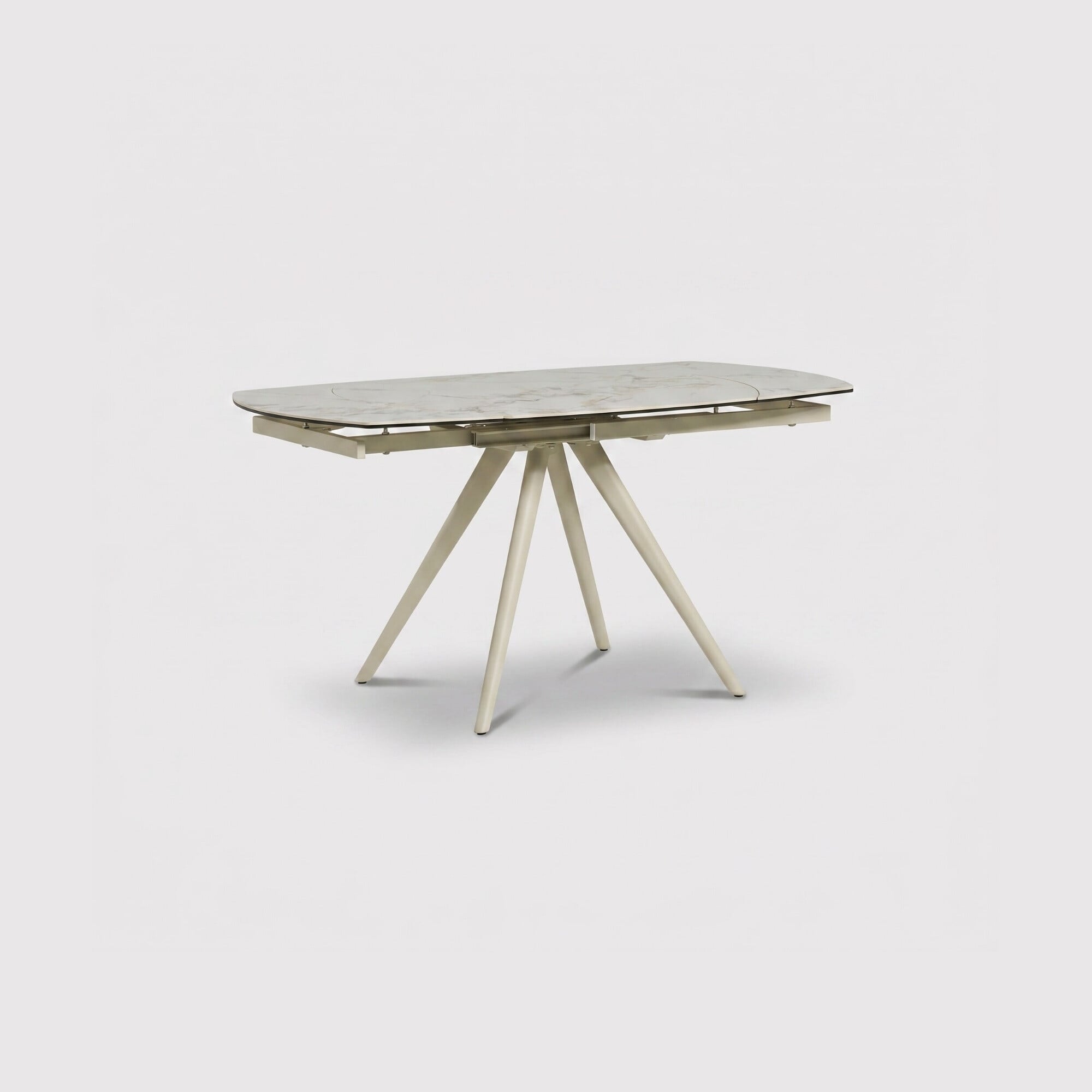 Rovala dining table-middle rotative 2 side exten in white ceramic