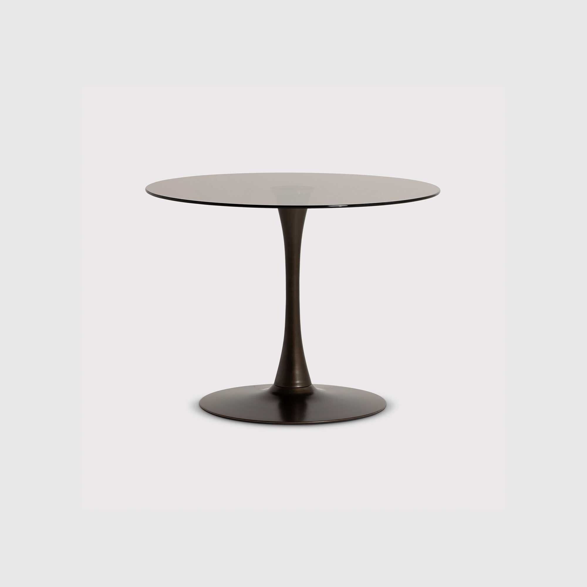 Rumi Round Dining Table 100cm, Round, Brown Glass | Barker & Stonehouse