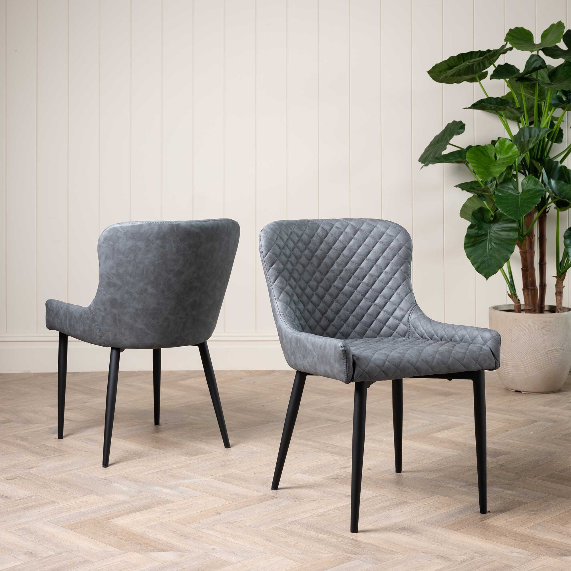 Rivington dining chair in grey velvet