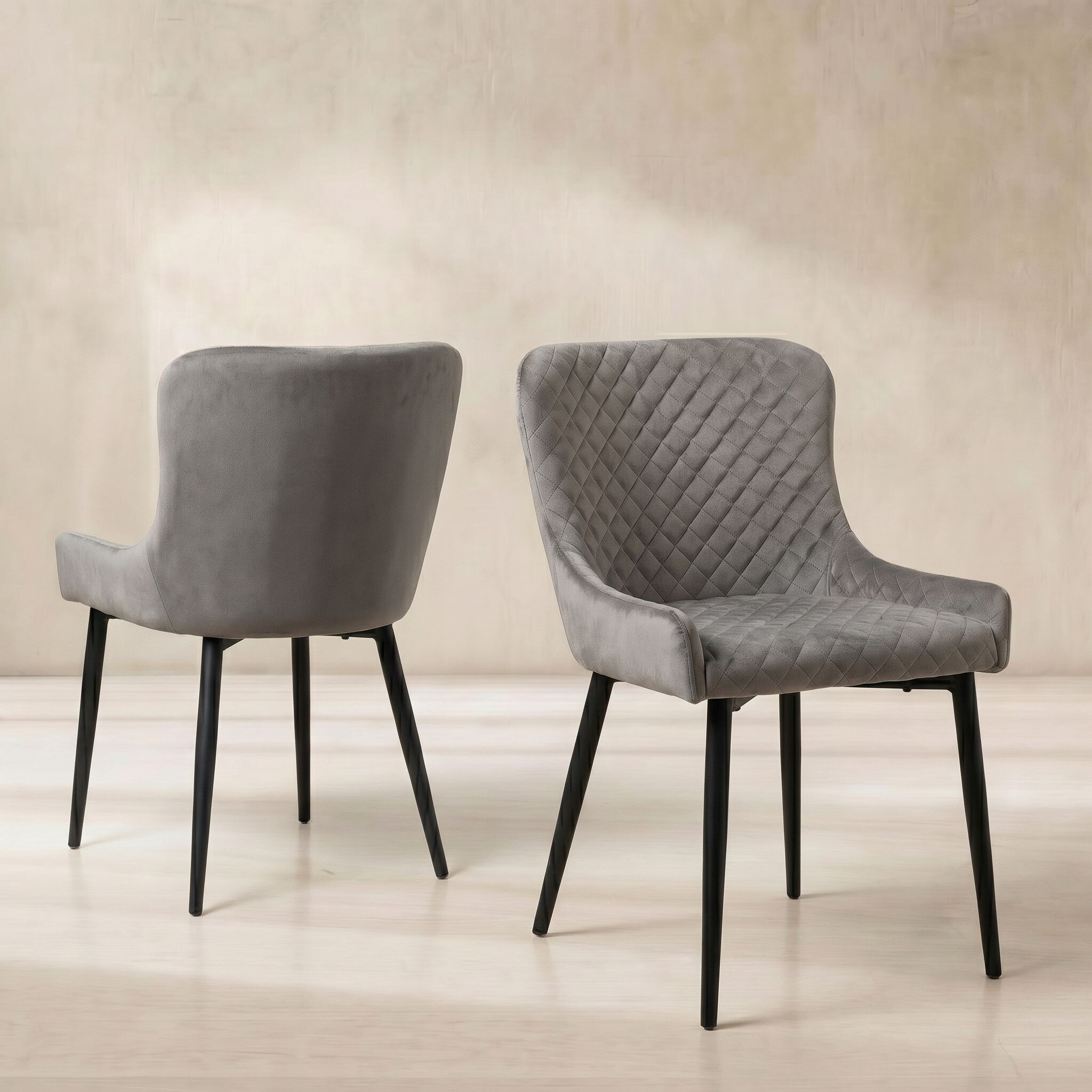 Rivington dining chair in grey velvet