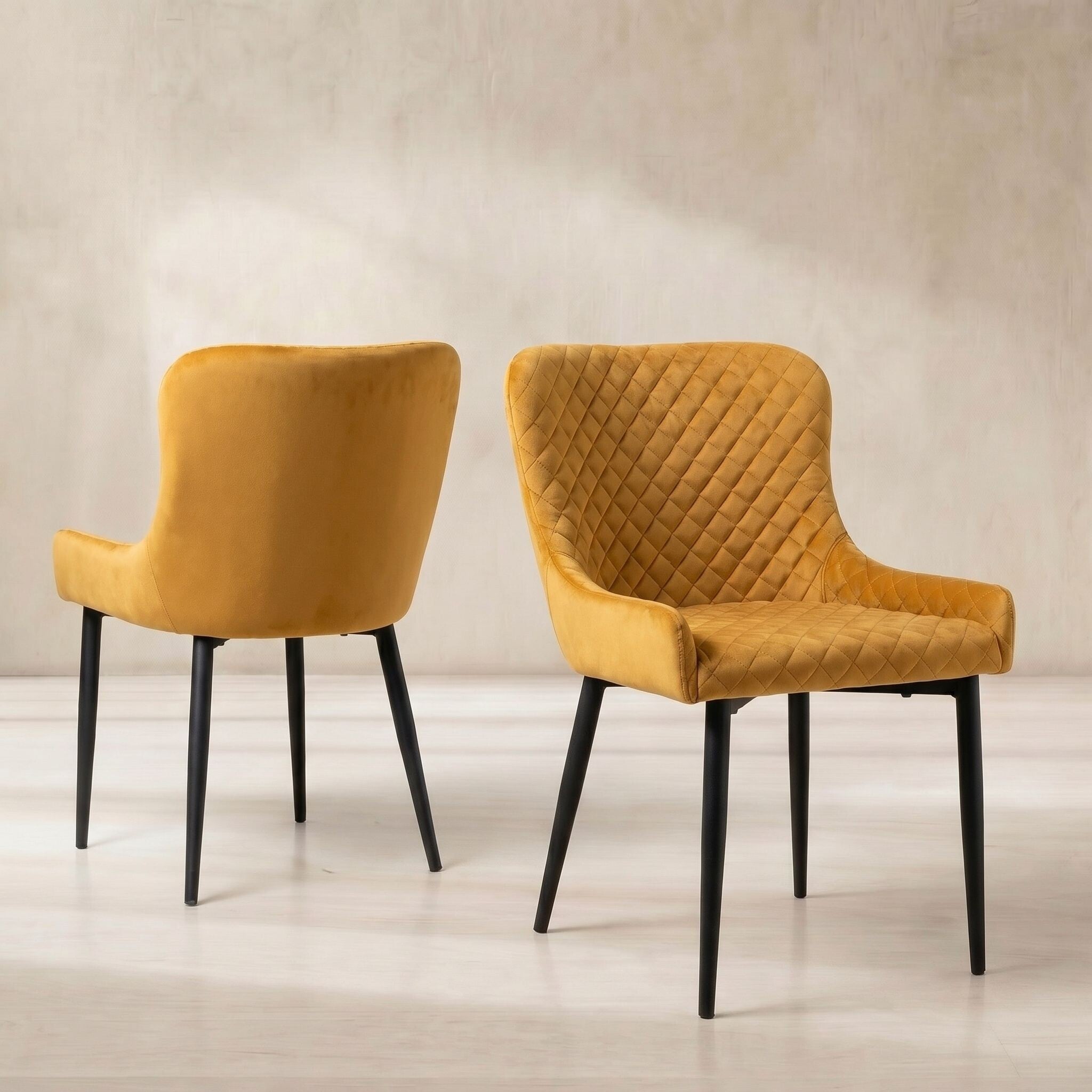 Rivington dining chair in yellow velvet