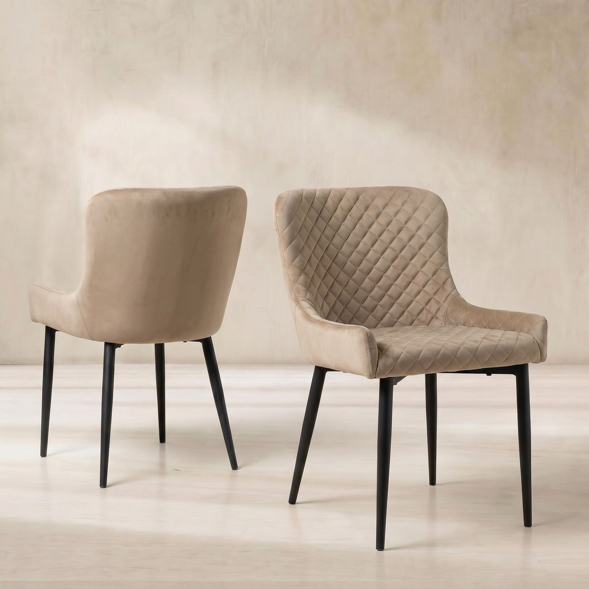 Rivington dining chair in neutral velvet